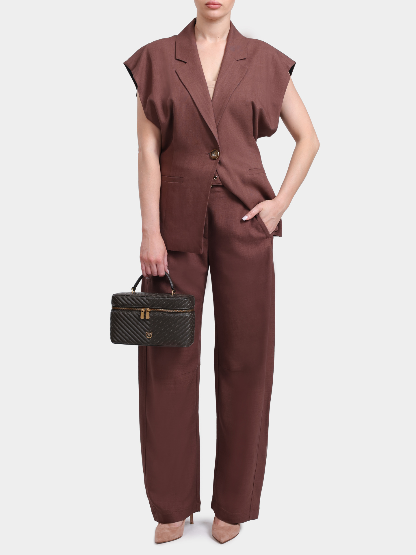 Жилет Pinko 106509 A2W6 L78 коричневый женский двубортный на пуговице — купить в интернет-магазине Verdistore
