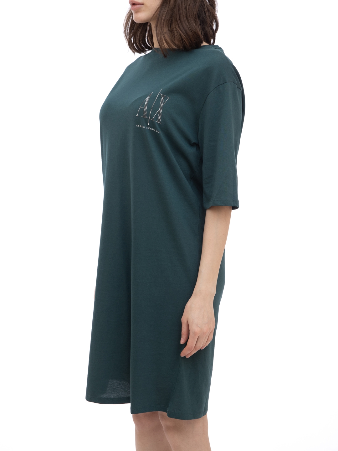 Платье Armani Exchange 8NYADX зеленое женское из хлопка — купить в интернет-магазине Verdistore