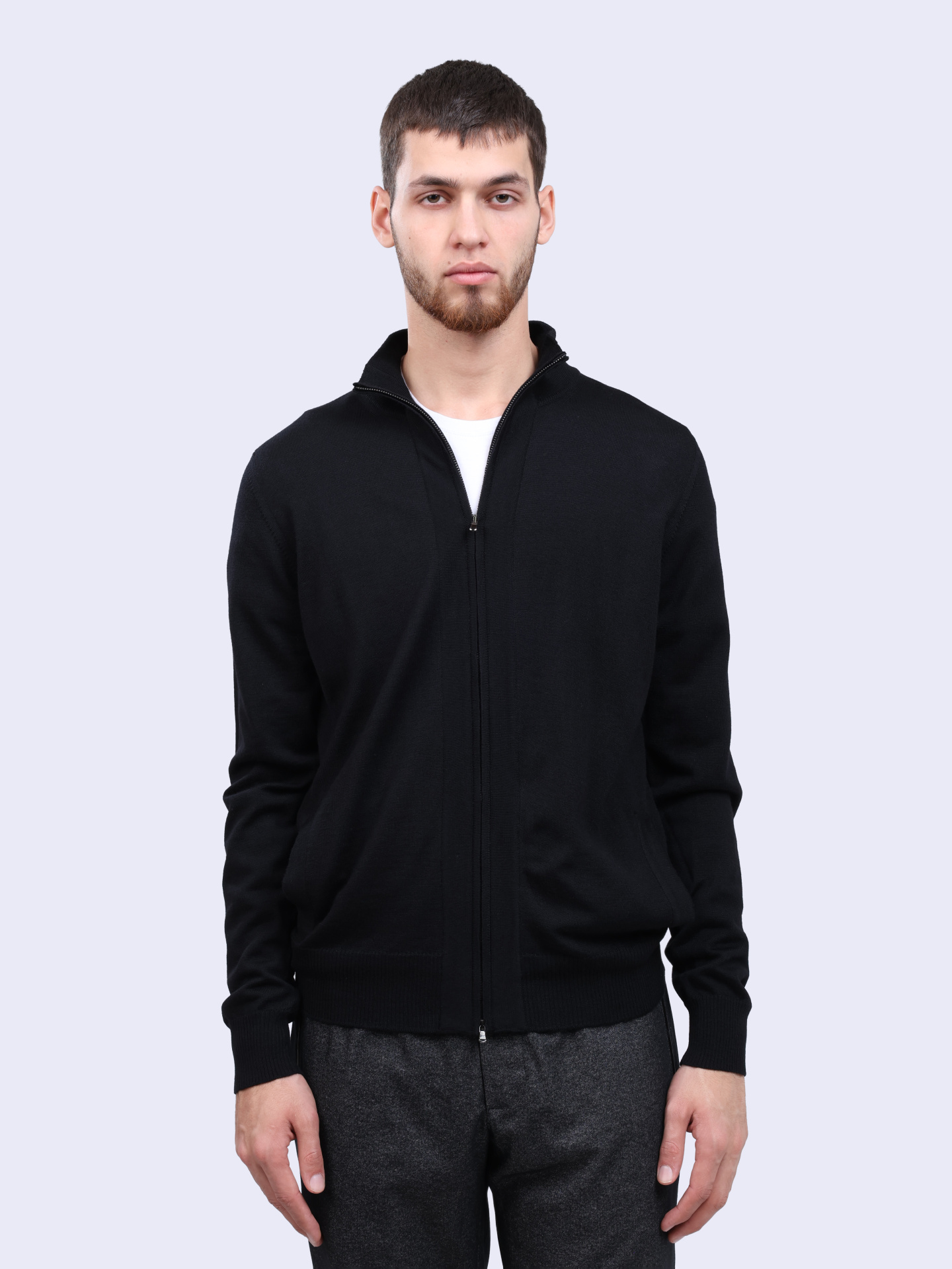 Кардиган Alpha Studio AU-7025E 1004 черный мужской из шерсти — купить в интернет-магазине Verdistore