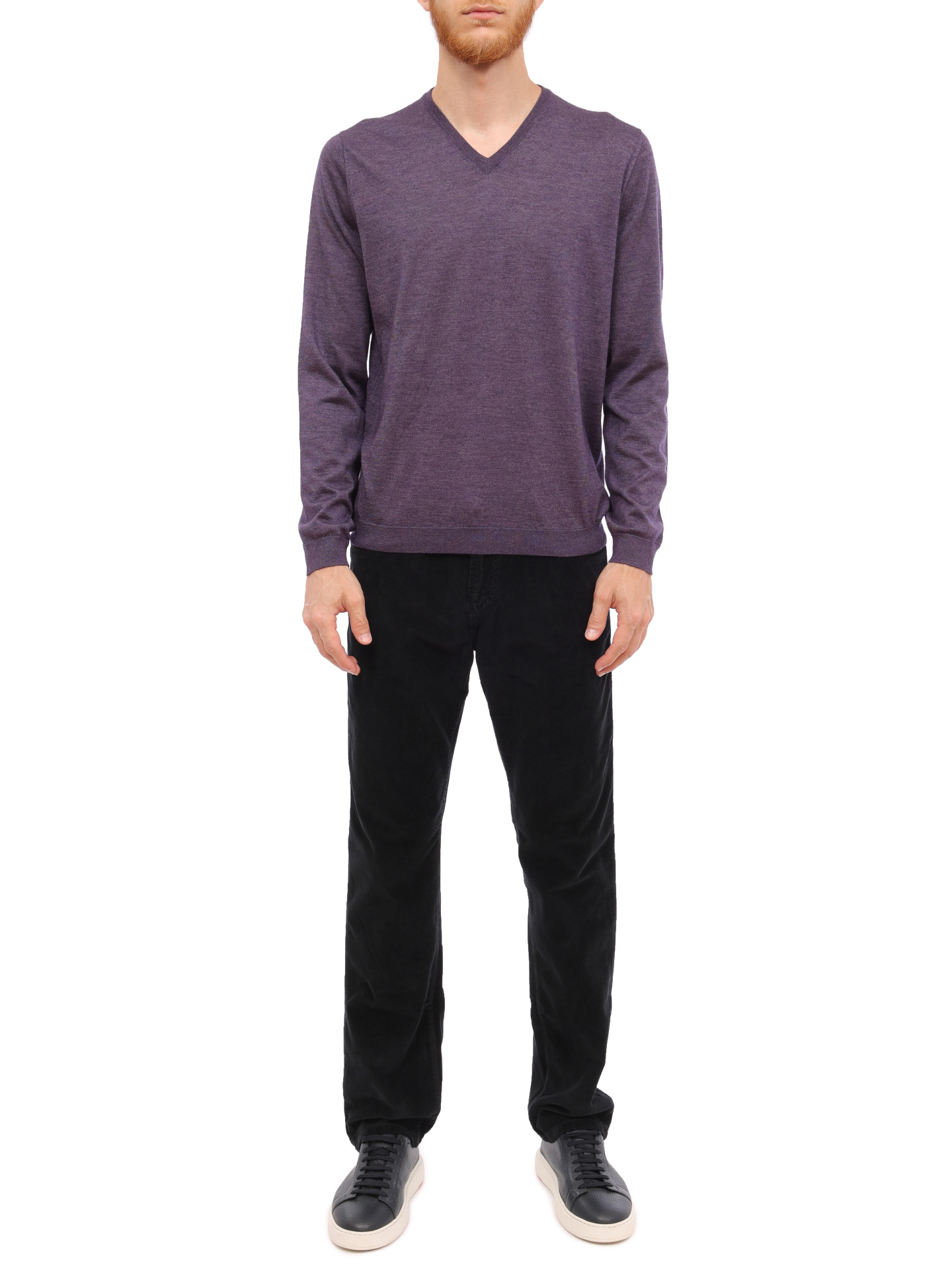 Пуловер Brunello Cucinelli M2384202 фиолетовый мужской с V-вырезом — купить в интернет-магазине Verdistore