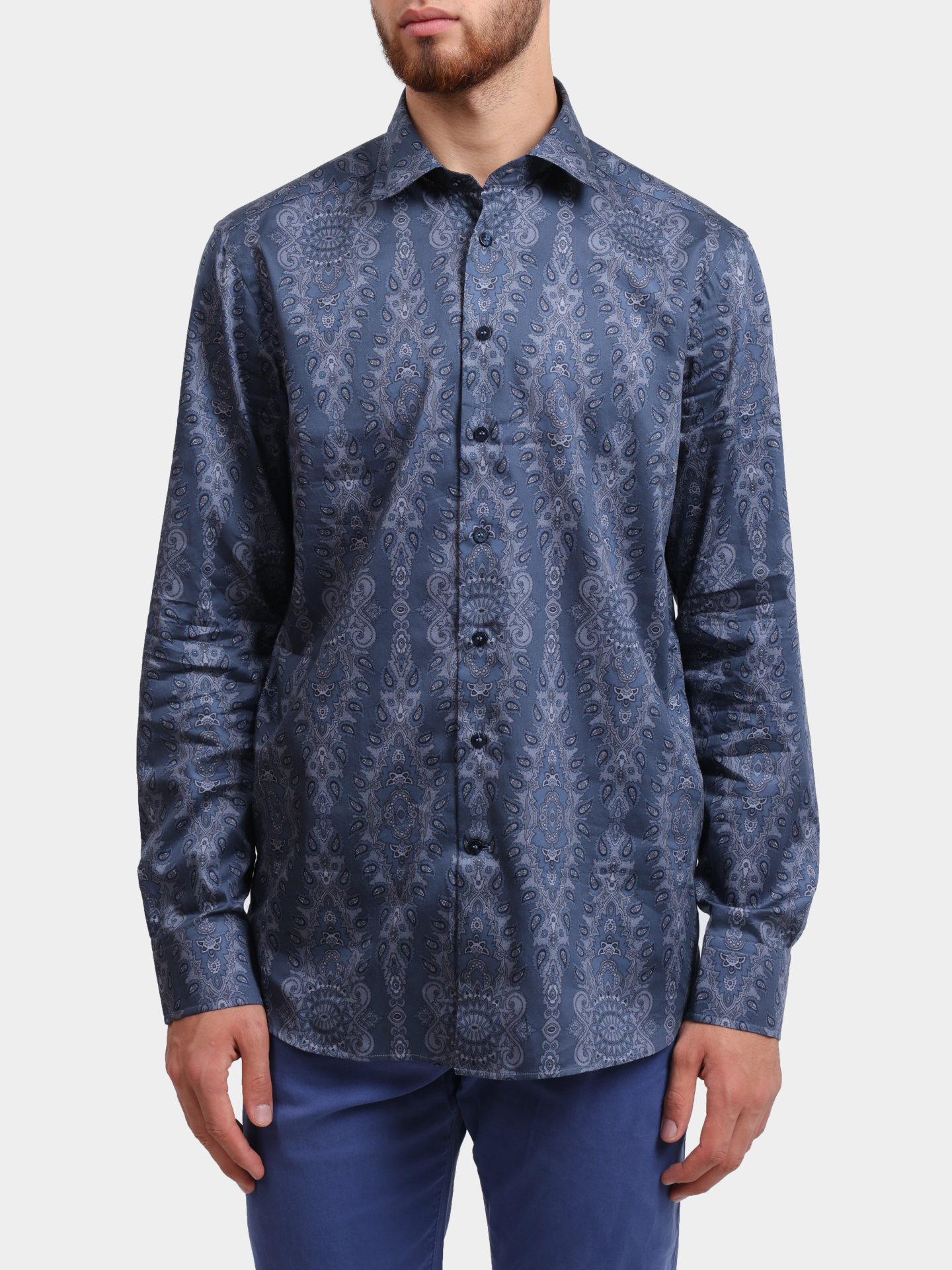 Рубашка MRIB0001 99SP5A9 X0883 хлопковая прямого кроя синяя — купить в интернет-магазине Verdistore