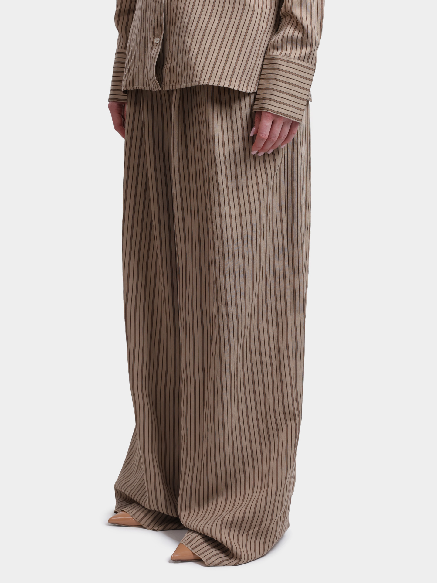 Брюки MARELLA MLLORDINE 001 бежевые женские в полоску — купить в интернет-магазине Verdistore