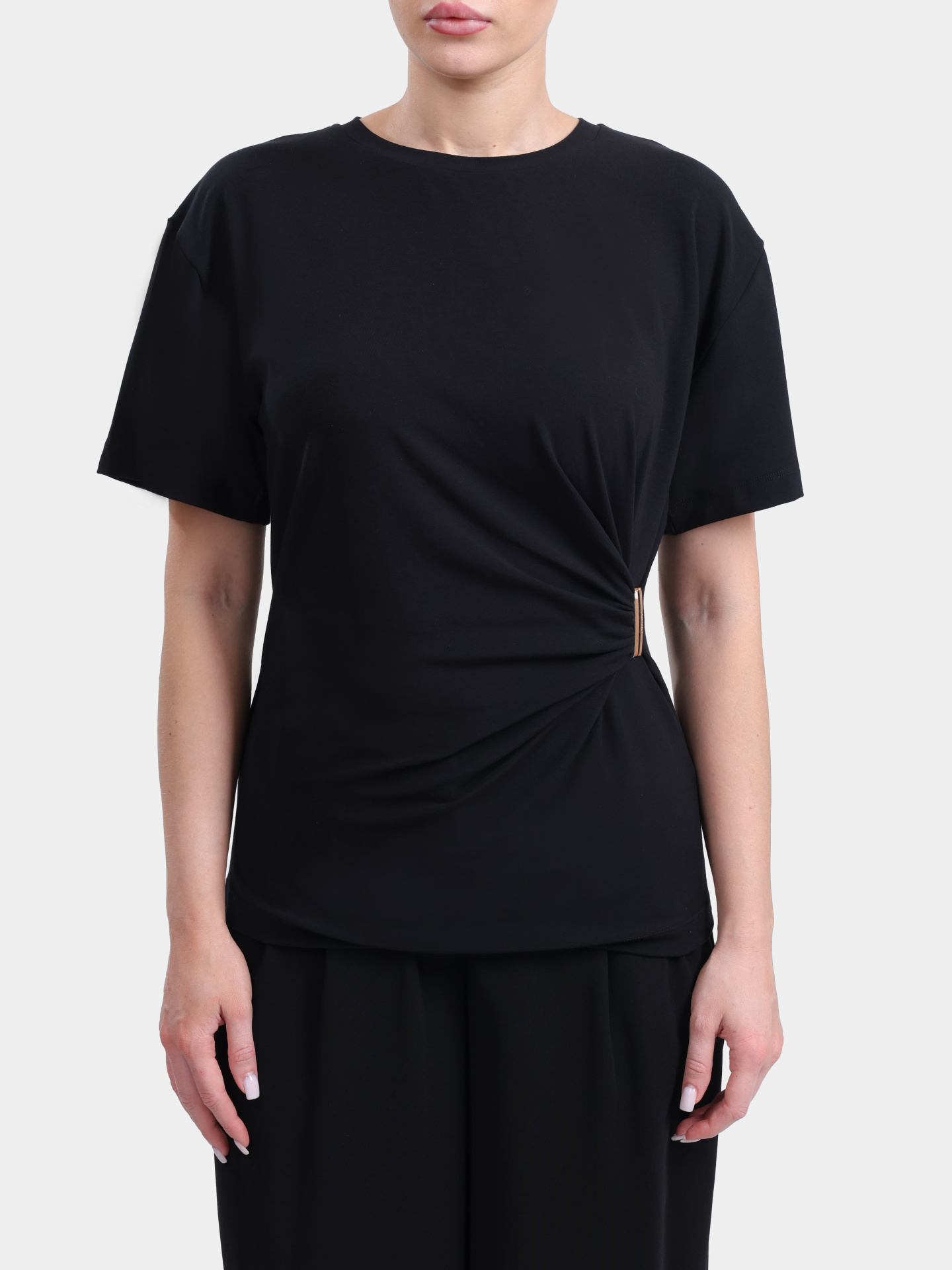 Футболка Pinko 106455 A35D Z99 с драпировкой черная женская — купить в интернет-магазине Verdistore