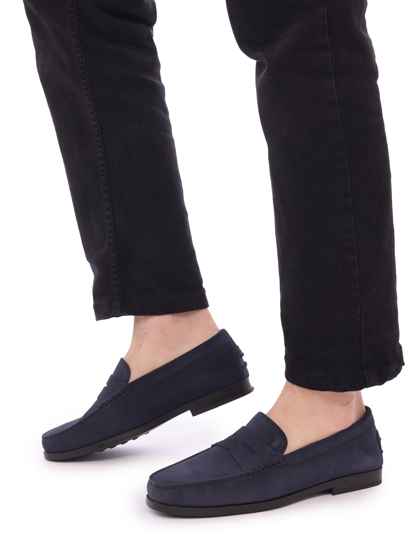 Лоферы темно-синие замшевые на каблуке — купить в интернет-магазине Verdistore