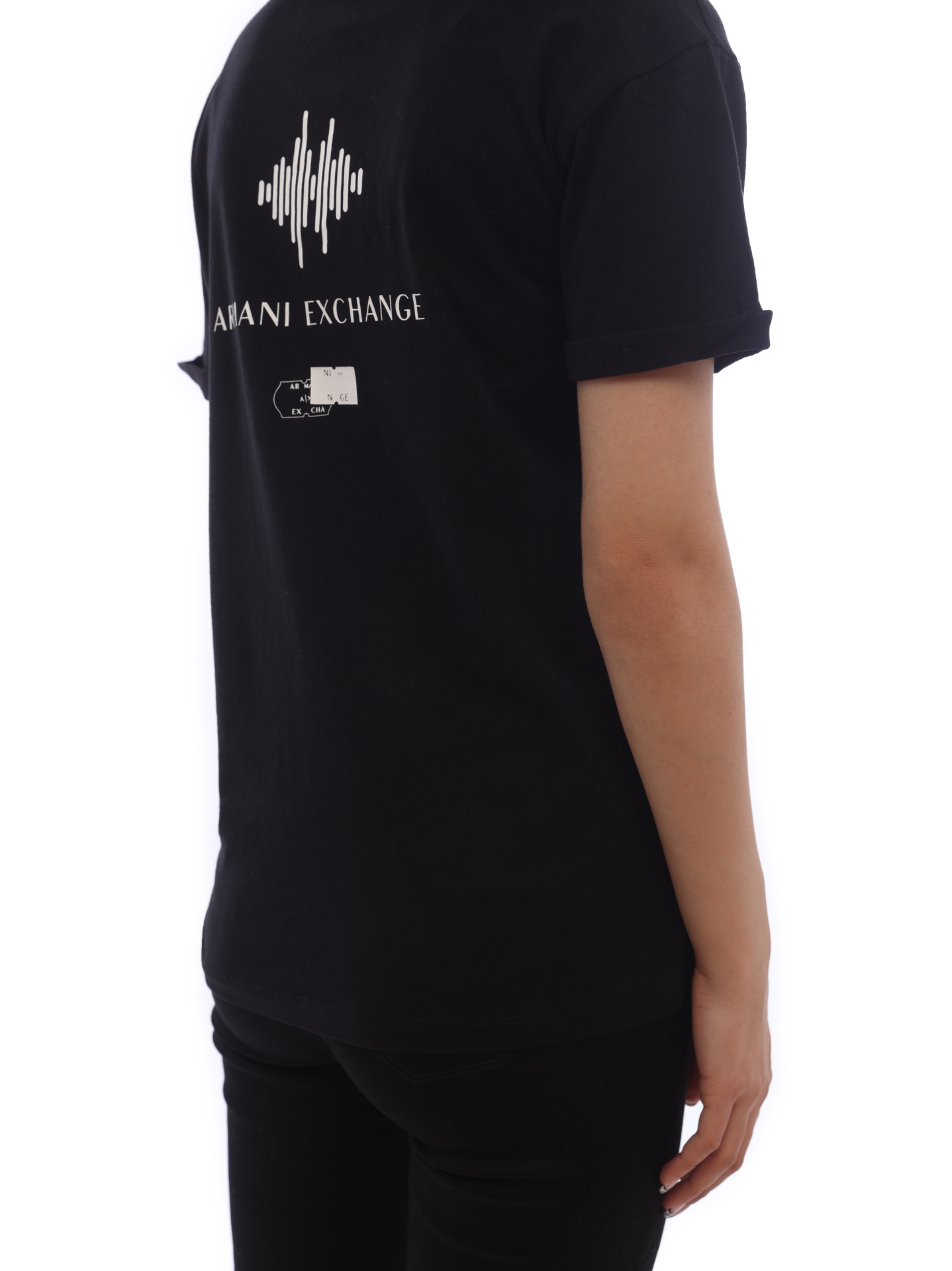 Футболка Armani Exchange 6KYTGC YJ3RZ 1200 черная женская с логотипом на спине — купить в интернет-магазине Verdistore