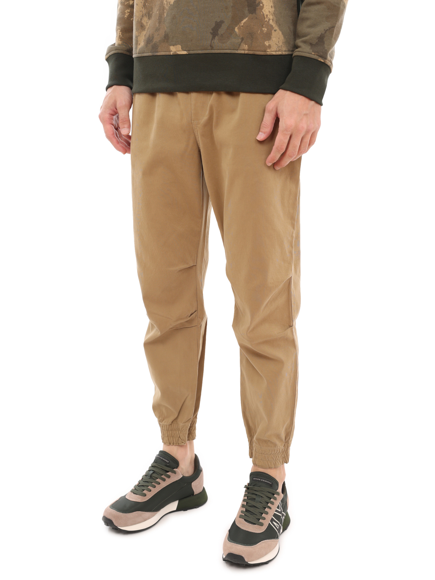 Брюки Armani Exchange 6LZP29 ZNYDZ 1711 бежевые мужские с манжетами — купить в интернет-магазине Verdistore