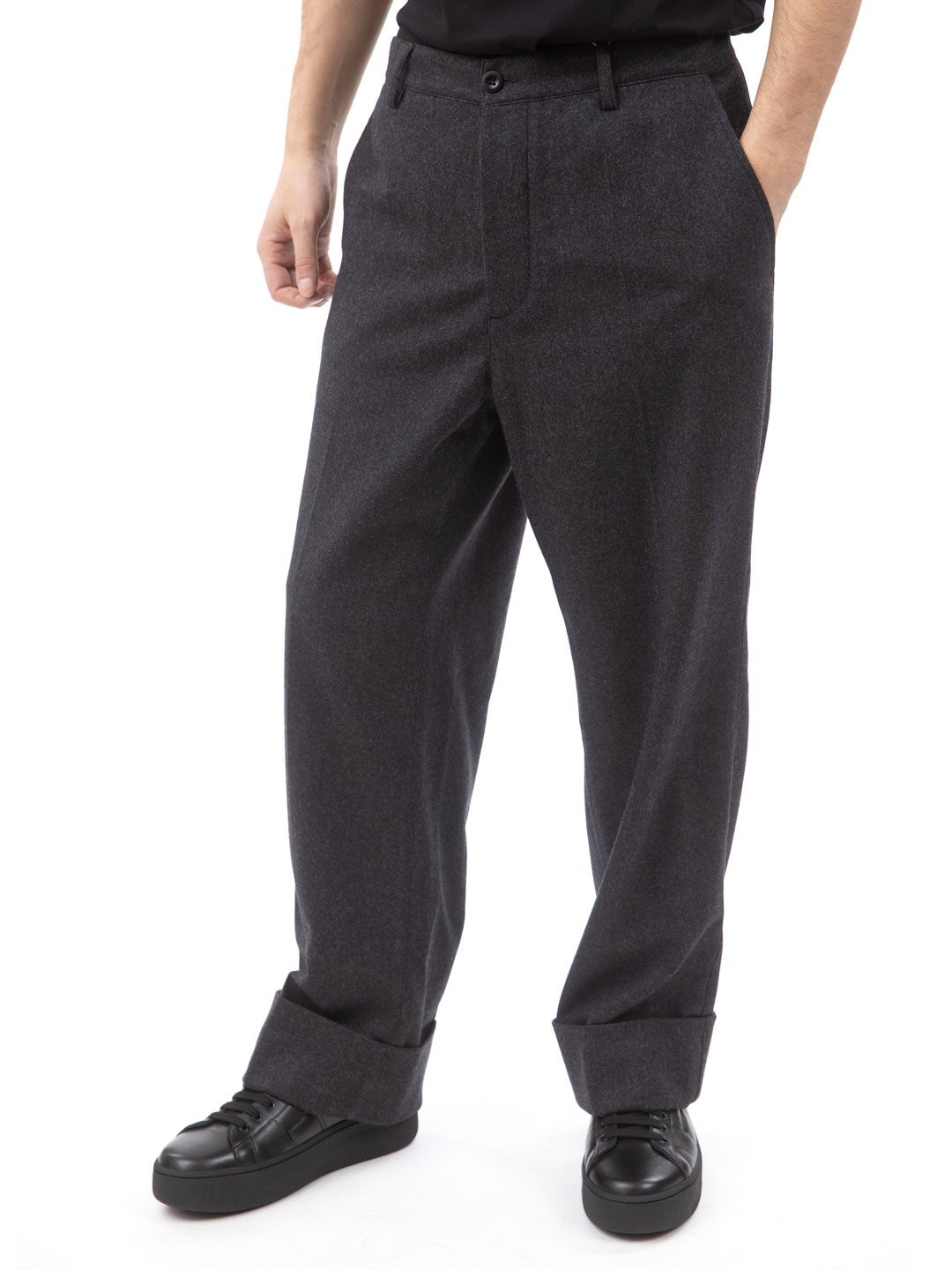  Брюки шерстяные цвета антрацит прямого кроя — купить в интернет-магазине Verdistore