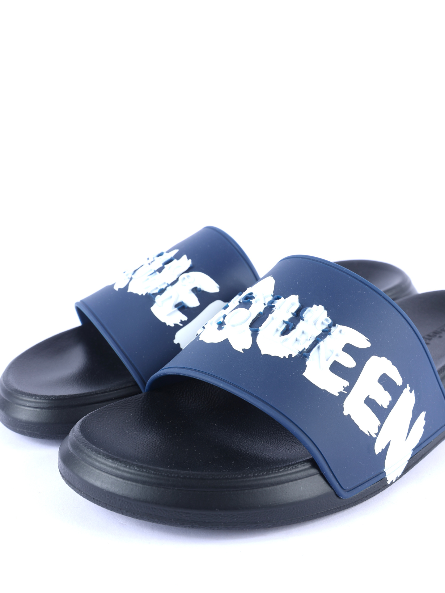 Шлепанцы Alexander McQueen 682490 W4QS3 4478 резиновые мужские темно-синие — купить в интернет-магазине Verdistore