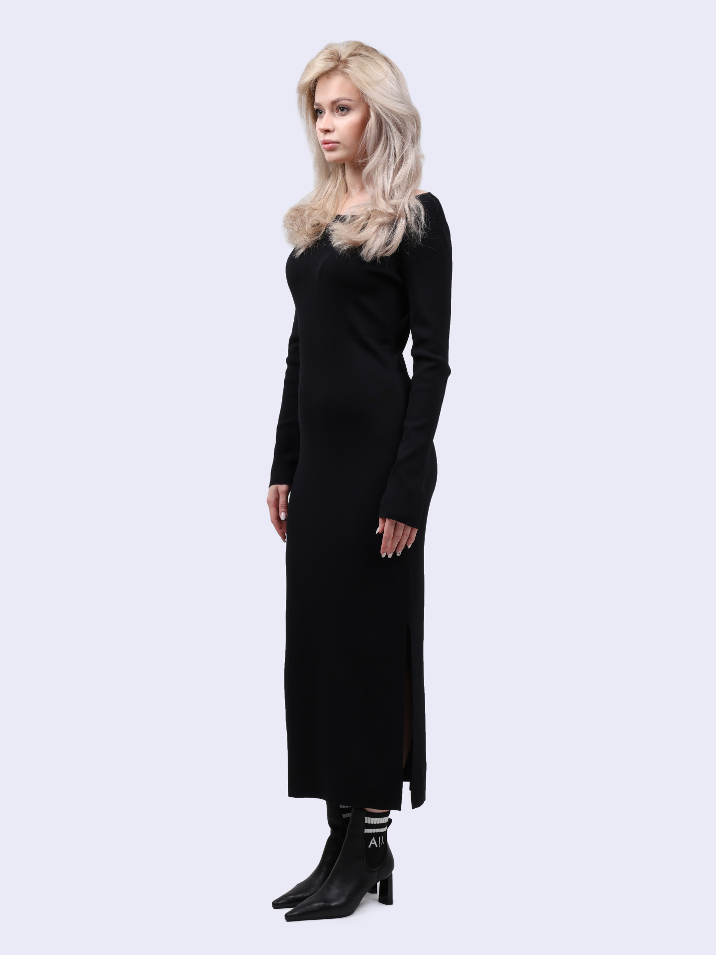Платье Armani Exchange XW000049 AF10352 UC001 черное женское с вырезом — купить в интернет-магазине Verdistore