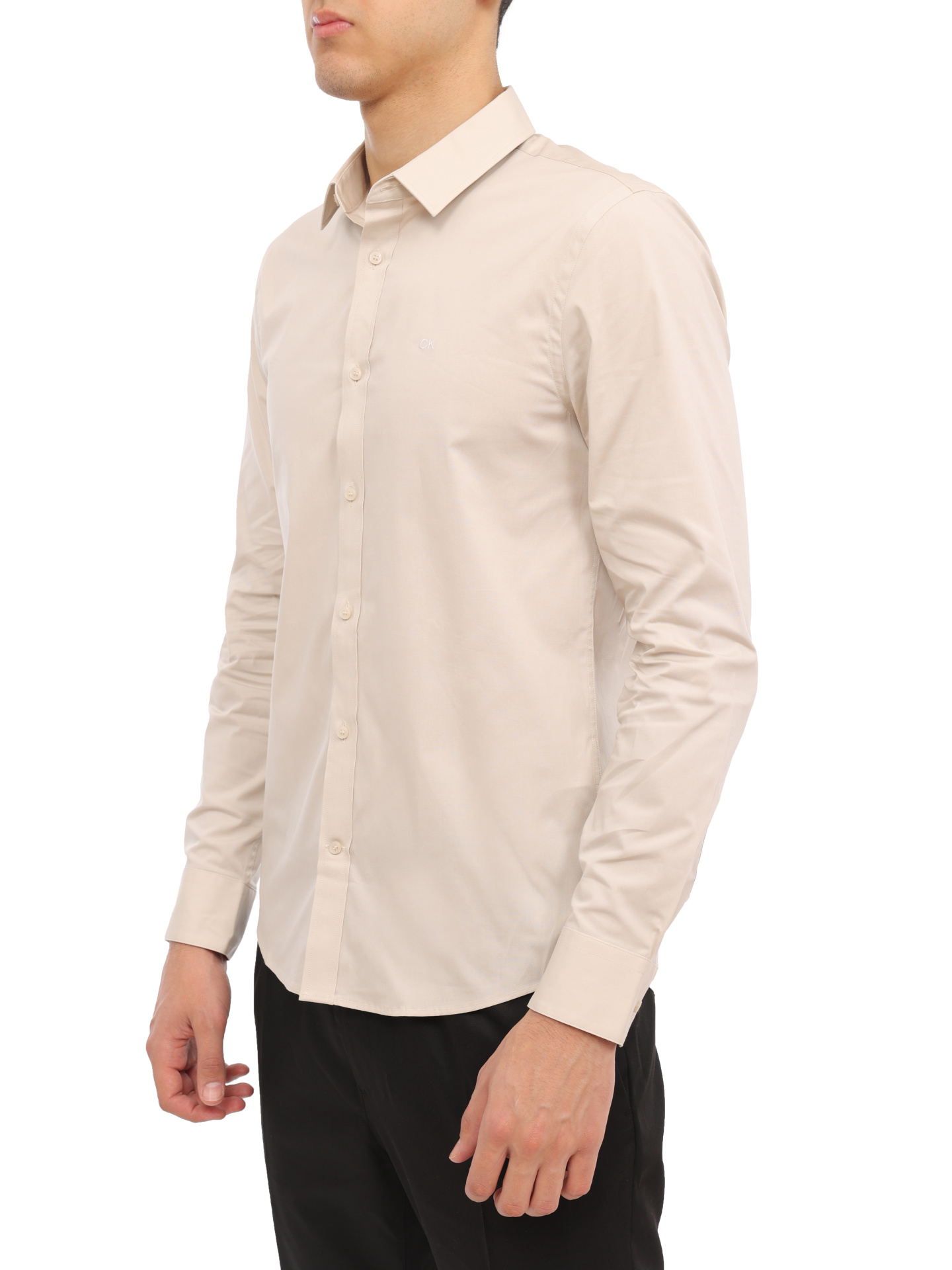 Рубашка Calvin Klein K10K110856 молочная мужская из хлопка — купить в интернет-магазине Verdistore