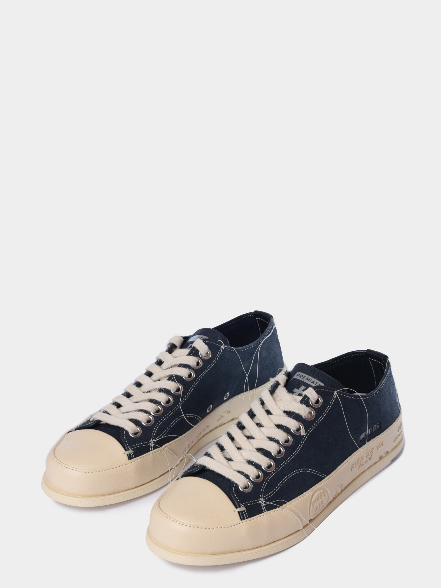 Кеды Premiata Sport VINCE015 NAVY темно-синие мужские на белой высокой подошве — купить в интернет-магазине Verdistore