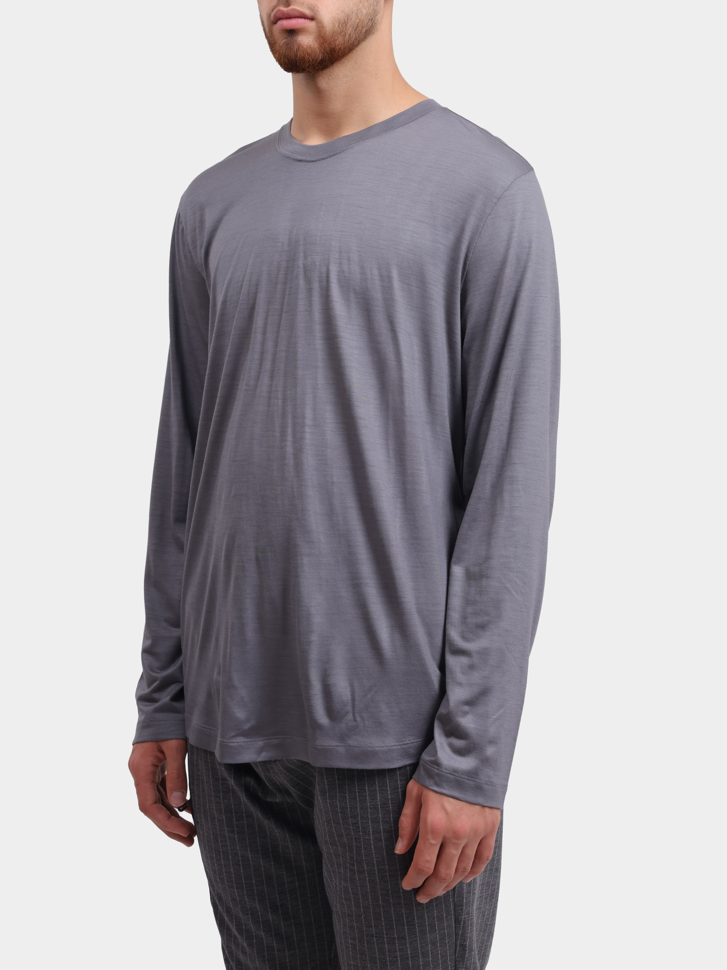 Лонгслив Sease LR040TJ014 N55 серый мужской из шерсти — купить в интернет-магазине Verdistore