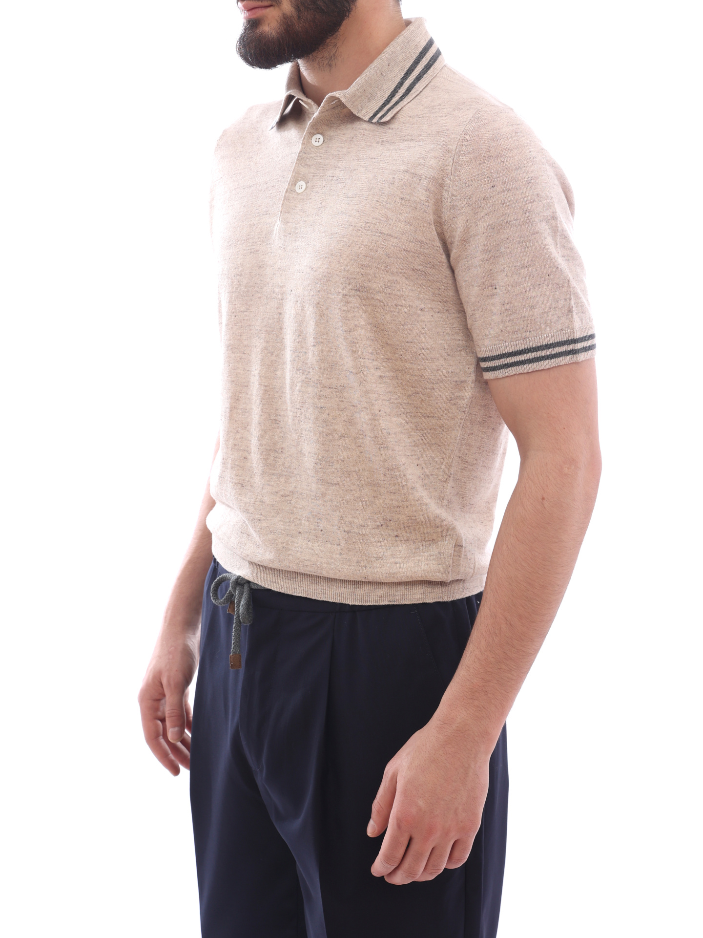 Поло Brunello Cucinelli M2L18305 CL432 бежевое мужское — купить в интернет-магазине Verdistore