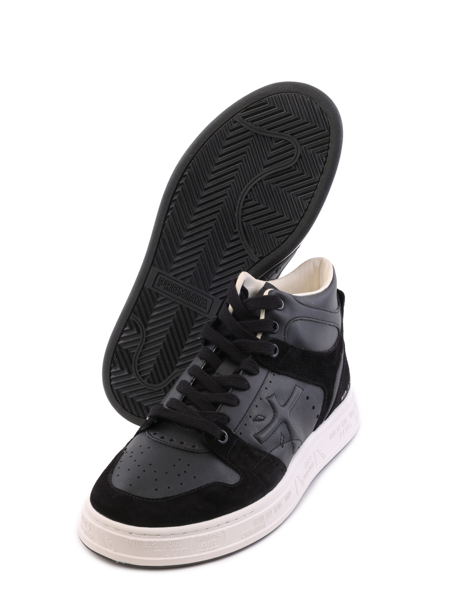 Кеды черные высокие на белойй подошве с замшевыми вставками — купить в интернет-магазине Verdistore