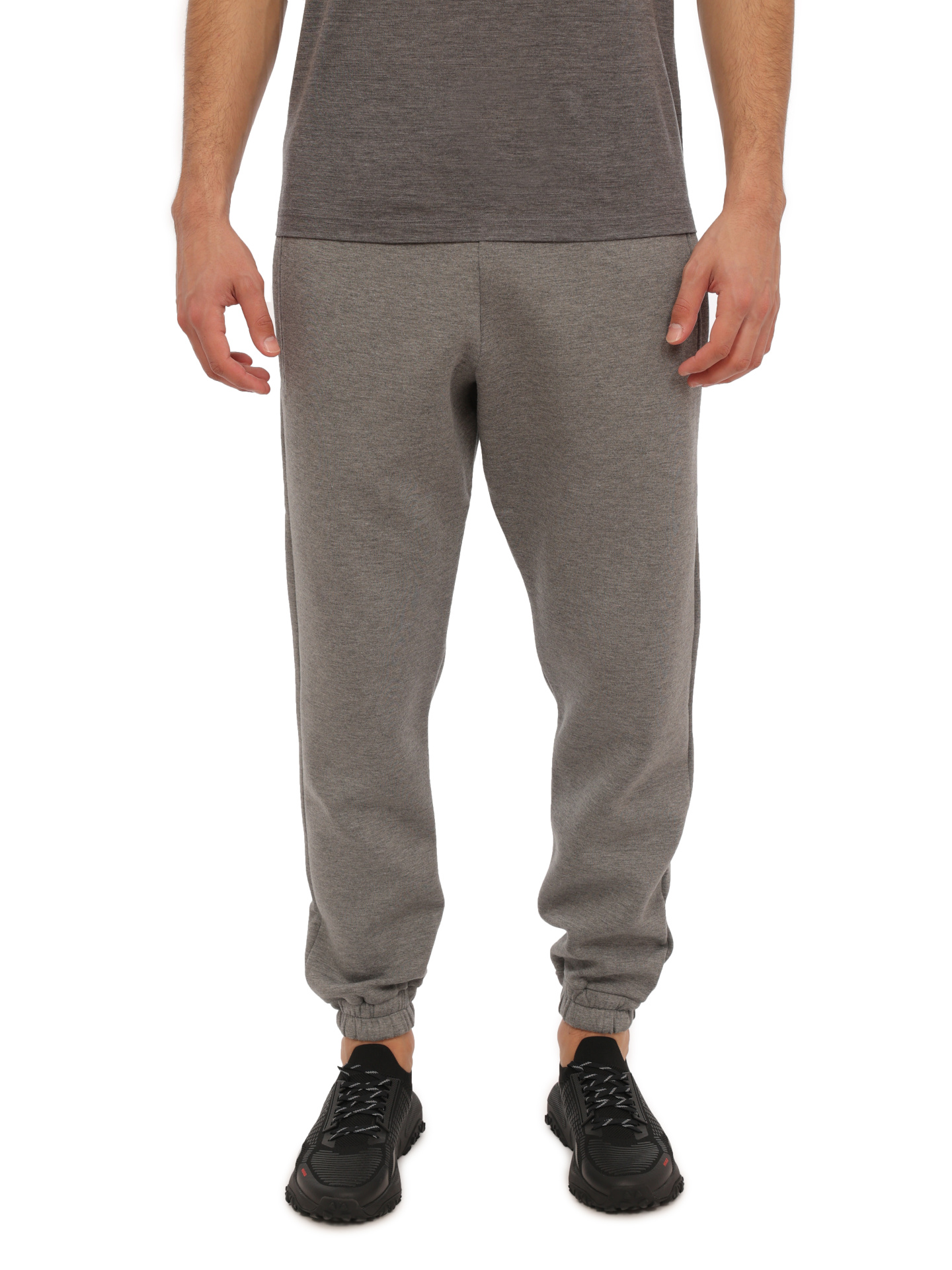 Брюки спортивные серые из мягкой ткани с манжетами снизу — купить в интернет-магазине Verdistore