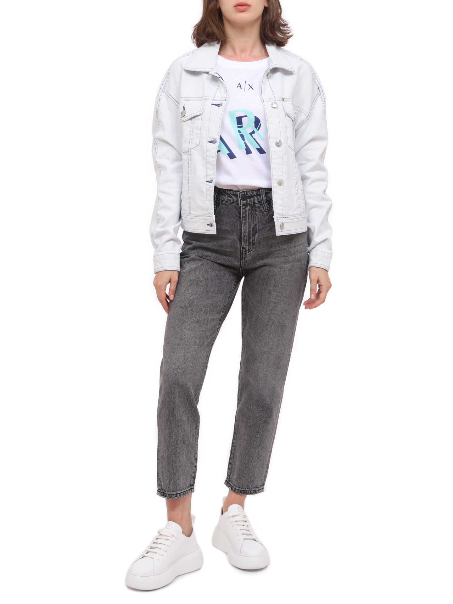 Куртка Armani Exchange 3KYB27 Y1VEZ 15AE укороченная женская из денима — купить в интернет-магазине Verdistore