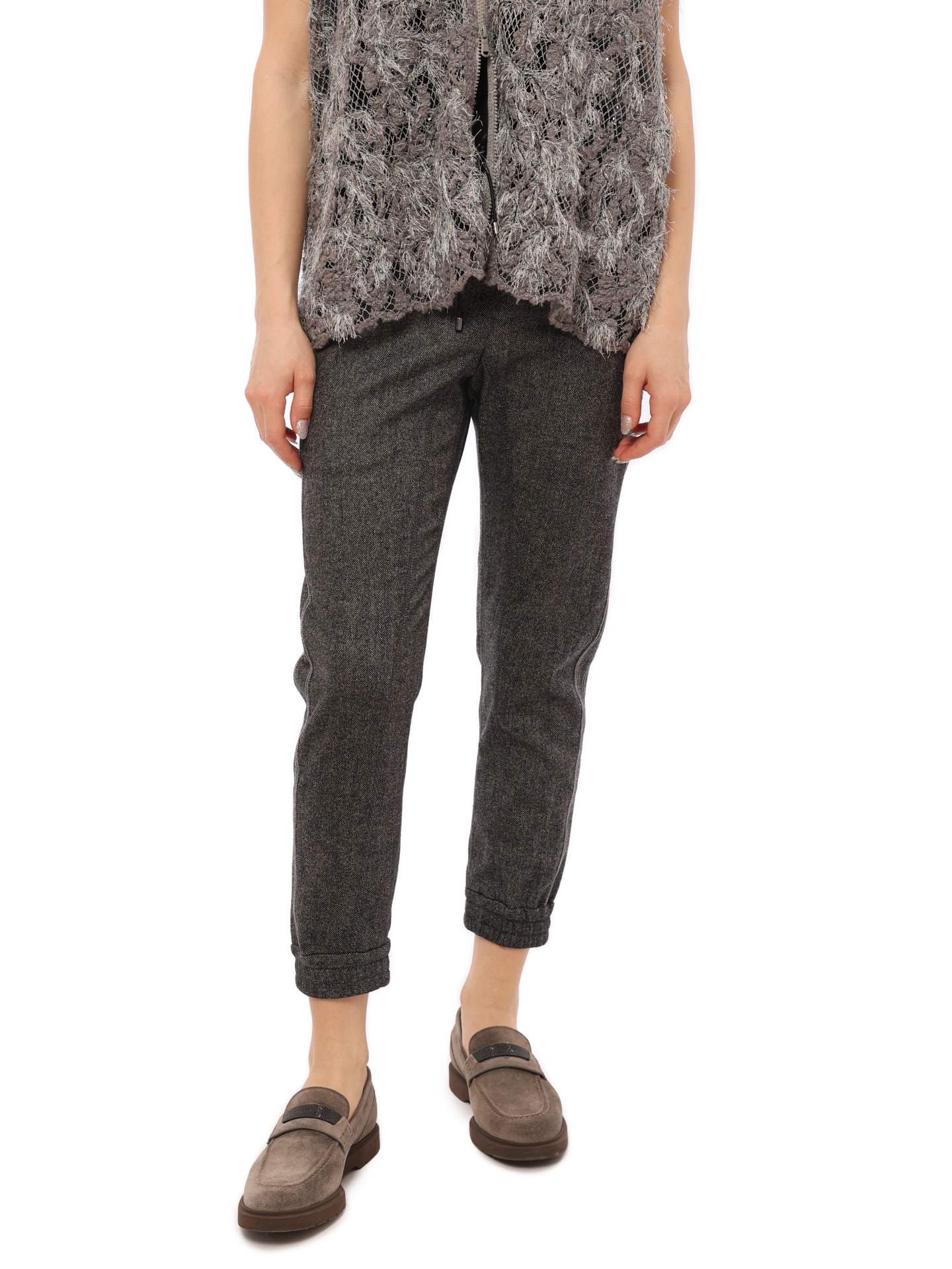 Брюки Brunello Cucinelli MA031P1809 темно-серые женские — купить в интернет-магазине Verdistore