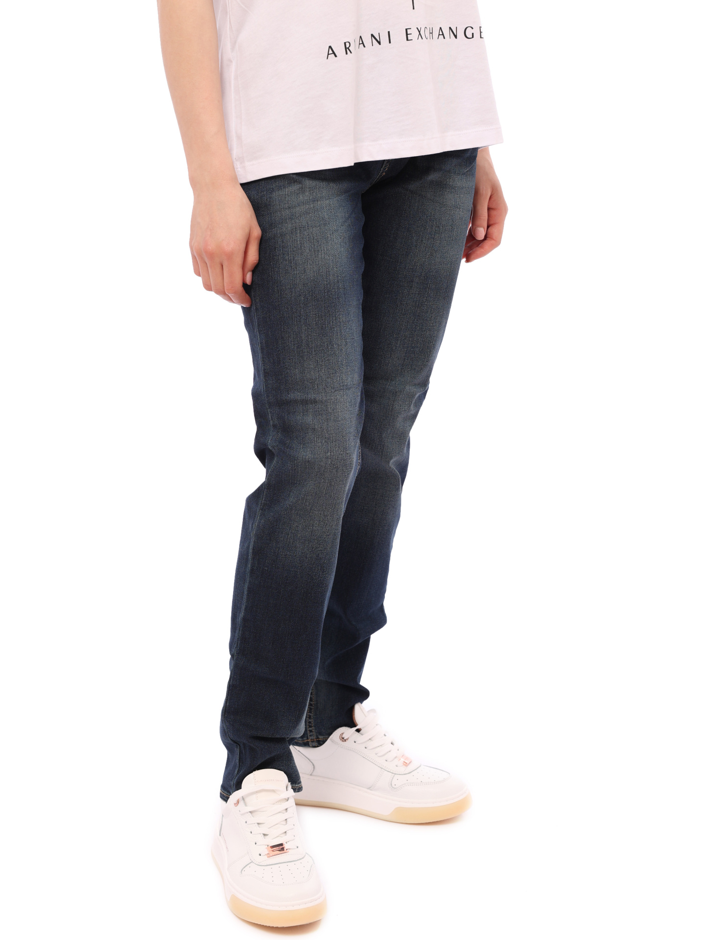 Джинсы Armani Exchange 3GYJ44 темно-синие женские с потертостями — купить в интернет-магазине Verdistore