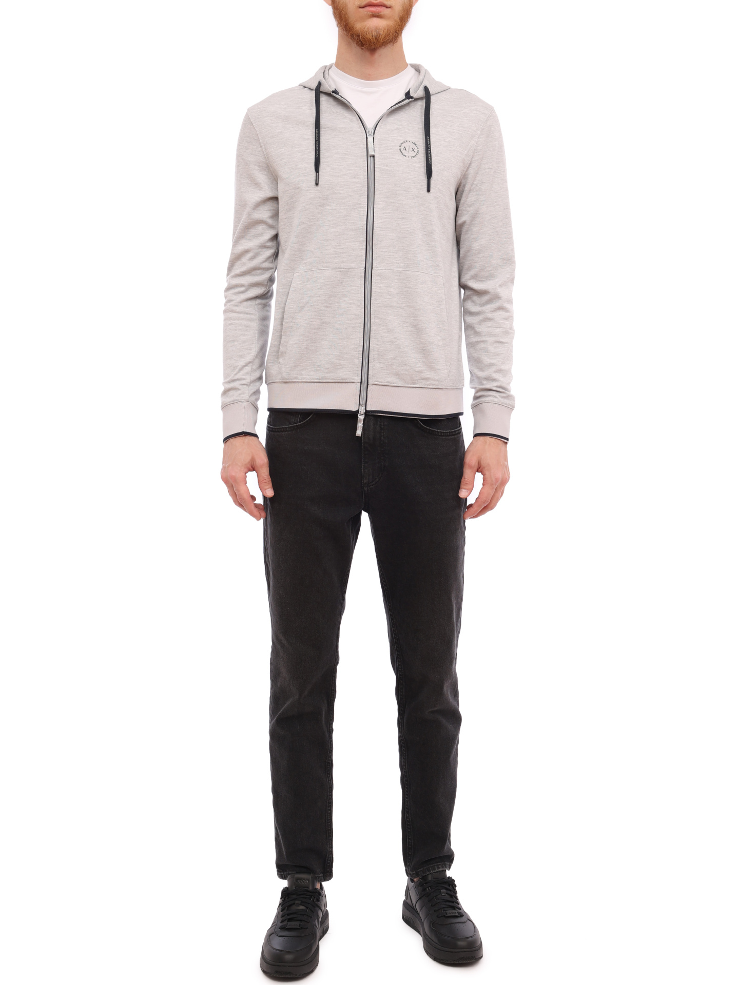 Мастерка Armani Exchange 8NZM74 Z9N1Z 3929 серая мужская с контрастной окантовкой — купить в интернет-магазине Verdistore