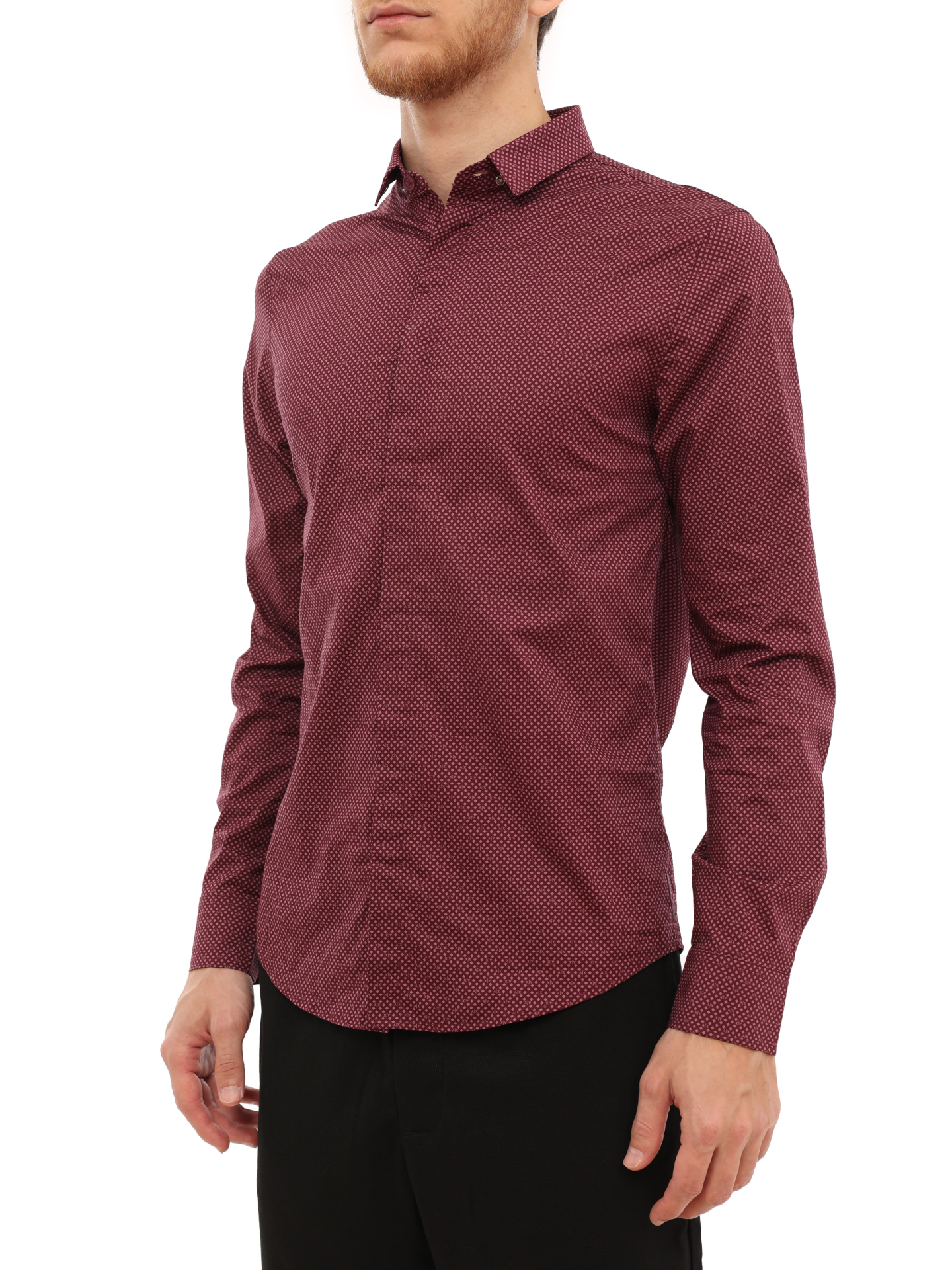 Рубашка Armani Exchange 6LZC25 ZNEAZ 4439 бордовая мужская в мелкую клетку — купить в интернет-магазине Verdistore