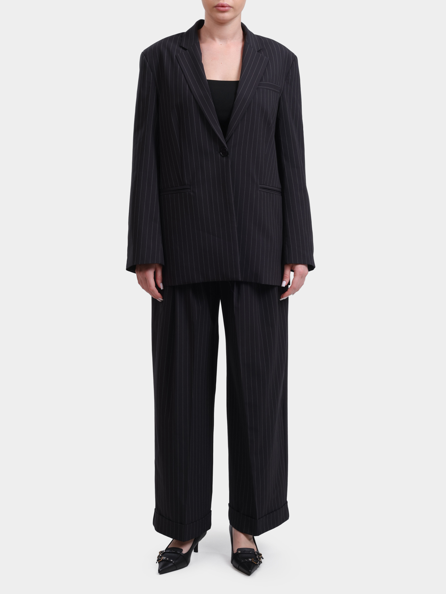 Брюки MEIMEIJ T02 G5891 черные женские в полоску — купить в интернет-магазине Verdistore