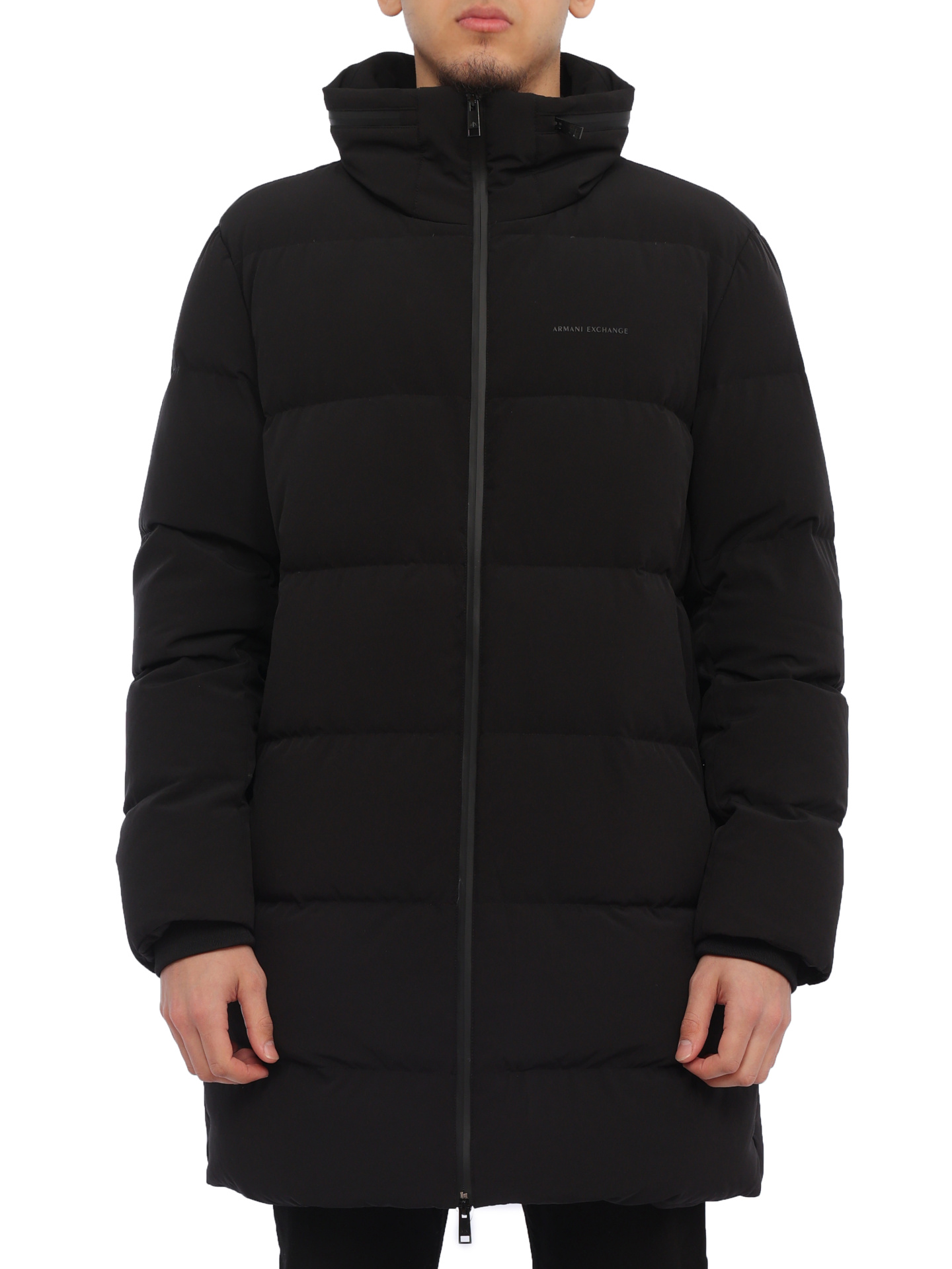 Пуховик Armani Exchange 6ZZL07 ZNQTZ черный мужской со скрытым капюшоном — купить в интернет-магазине Verdistore