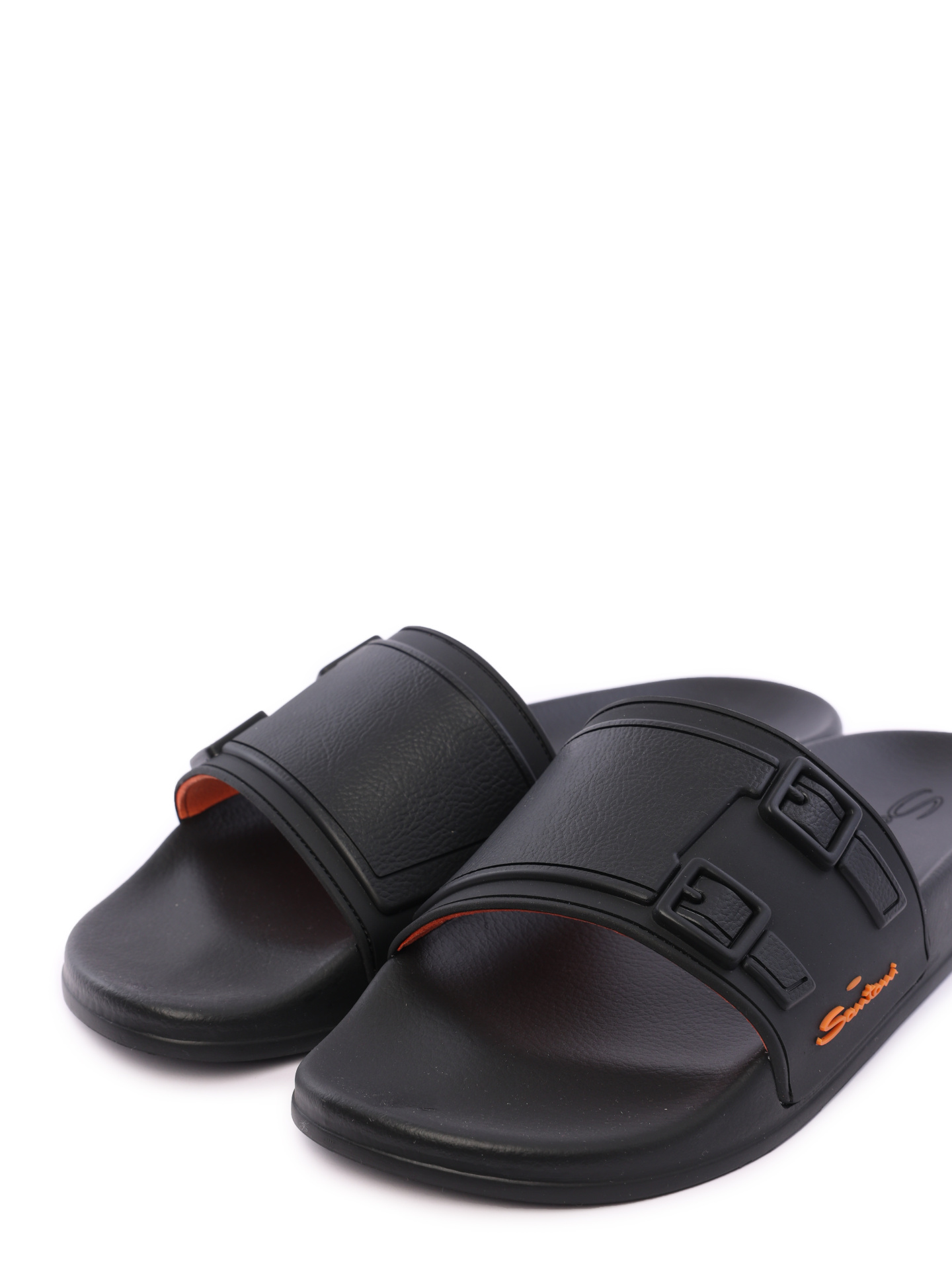 Шлепанцы черные с декором в виде ремней на союзке — купить в интернет-магазине Verdistore