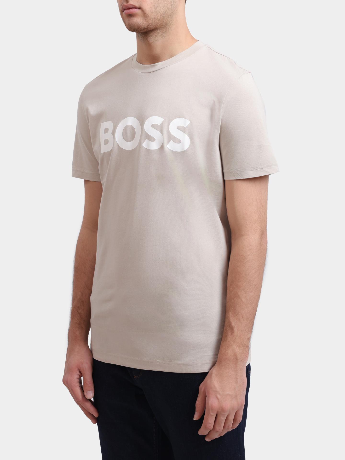Футболка Boss 50481923 271 бежевая мужская с логотипом — купить в интернет-магазине Verdistore
