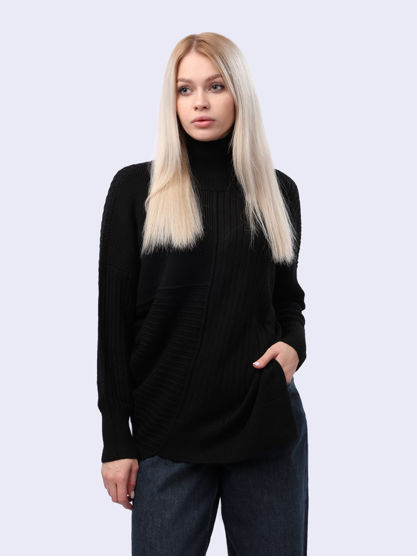 Свитер Armani Exchange 6DYM1H YM1RZ 1200 черный женский асимметричный  — купить в интернет-магазине Verdistore