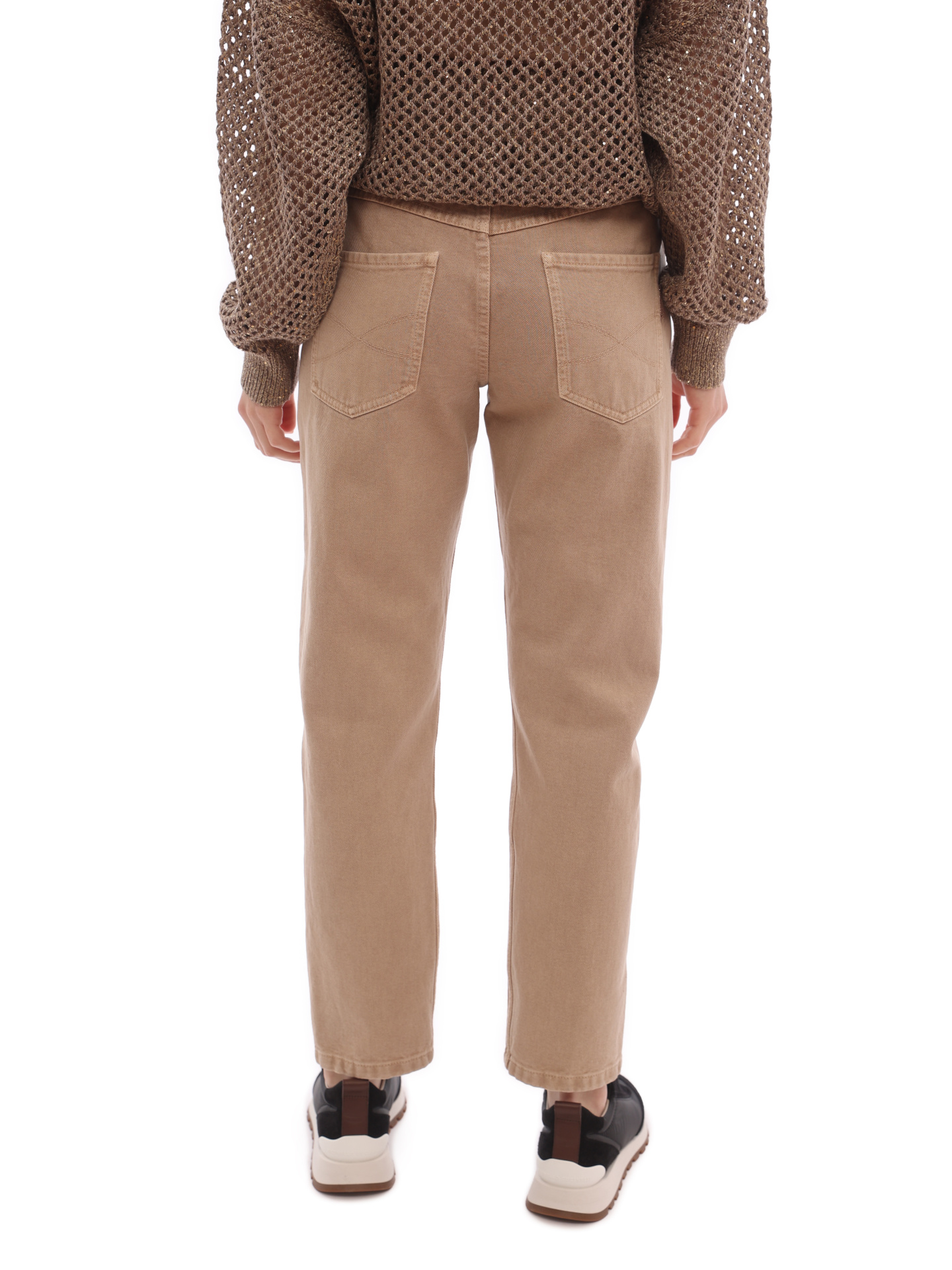 Джинсы Brunello Cucinelli MB030P5715 C8617 бежевые женские на пуговицах — купить в интернет-магазине Verdistore