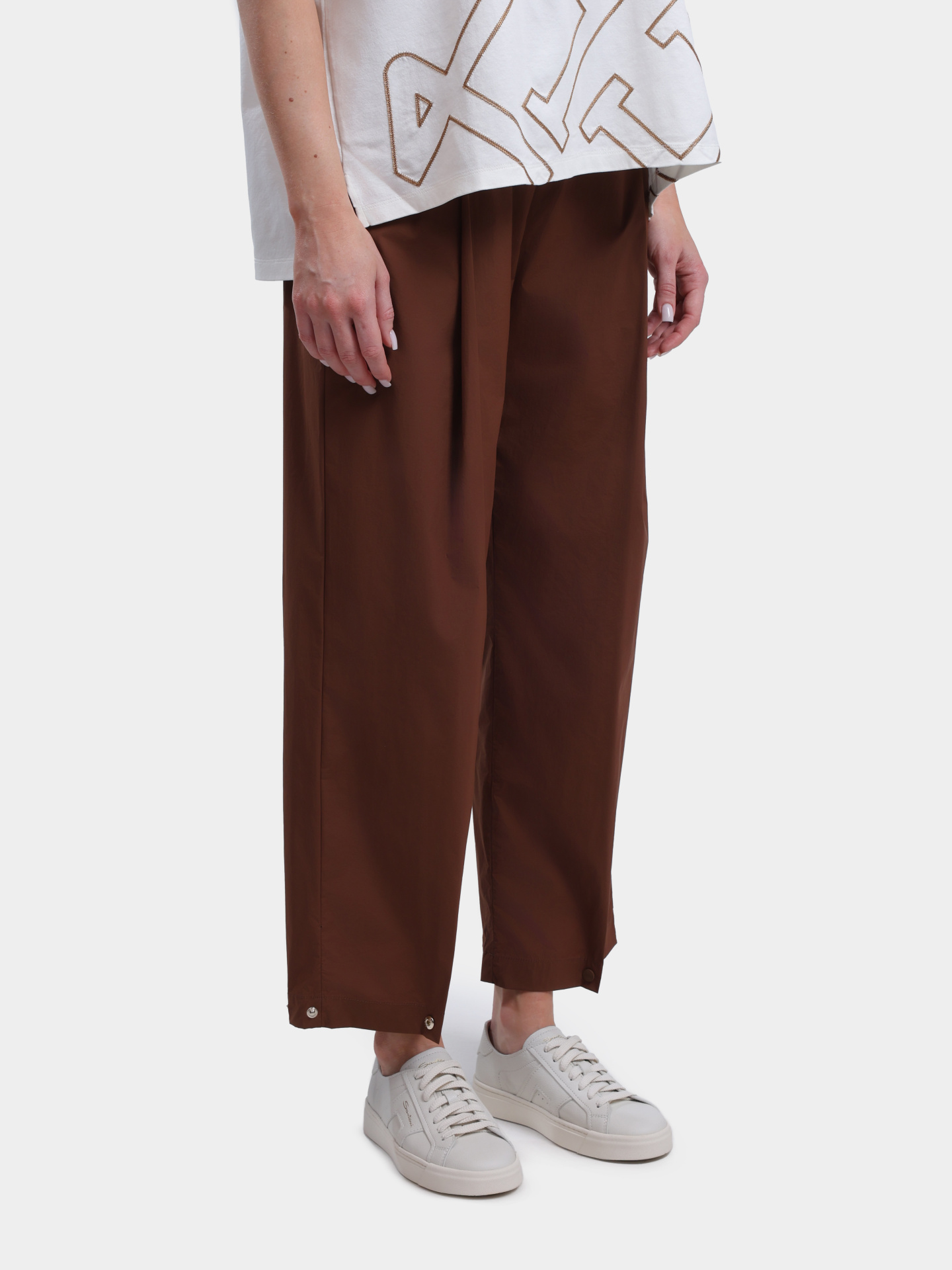 Брюки Herno PT000031D 12431SZ 2240 терракотовые женские с металлическими заклёпками — купить в интернет-магазине Verdistore