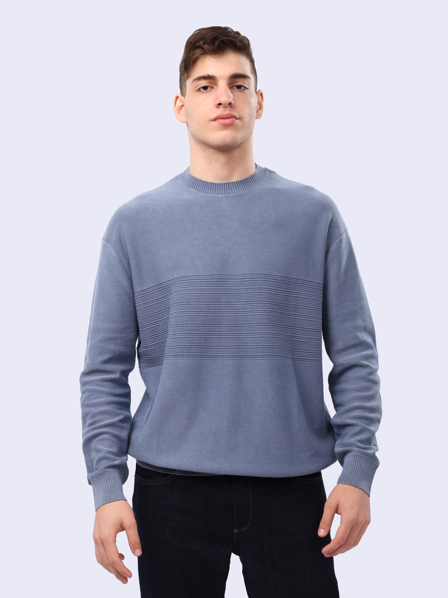 Свитер Armani Exchange 6DZM6J ZMQ7Z 19AA голубой мужской из хлопка — купить в интернет-магазине Verdistore