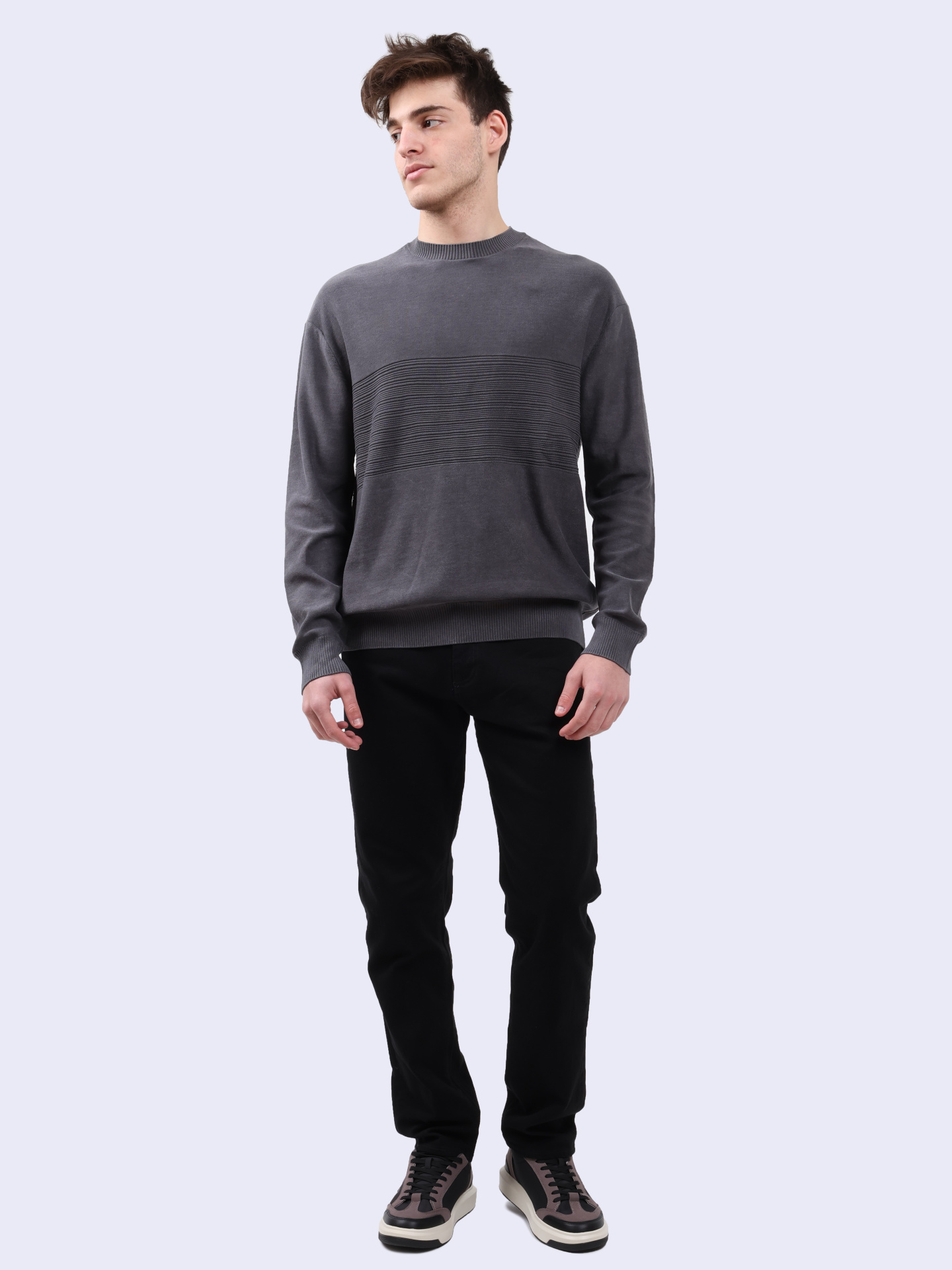 Свитер Armani Exchange 6DZM6J ZMQ7Z 19AA серый мужской из хлопка — купить в интернет-магазине Verdistore