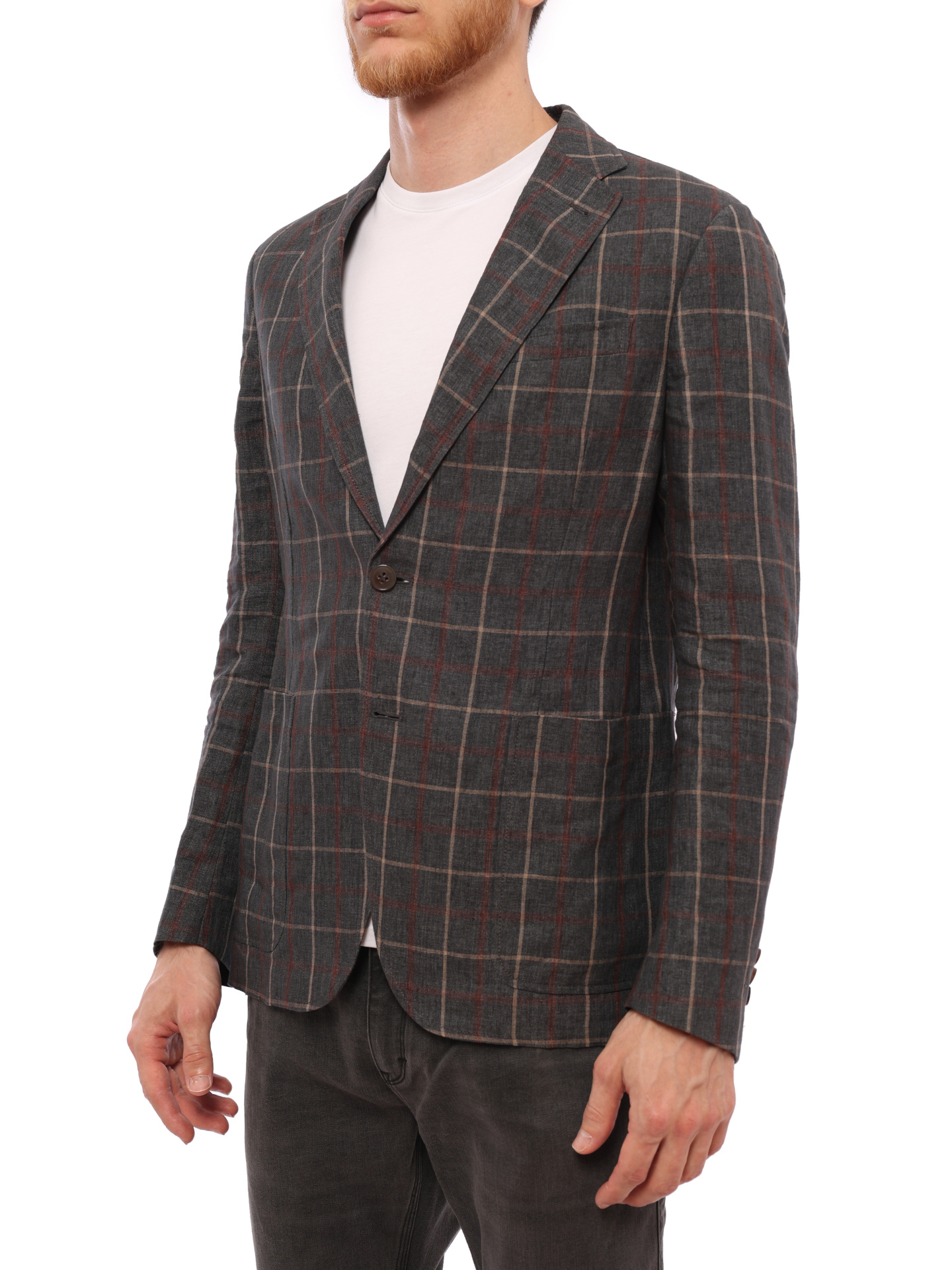 Пиджак Armani Collezioni NCG240/NCF24 клетчатый мужской из льна — купить в интернет-магазине Verdistore