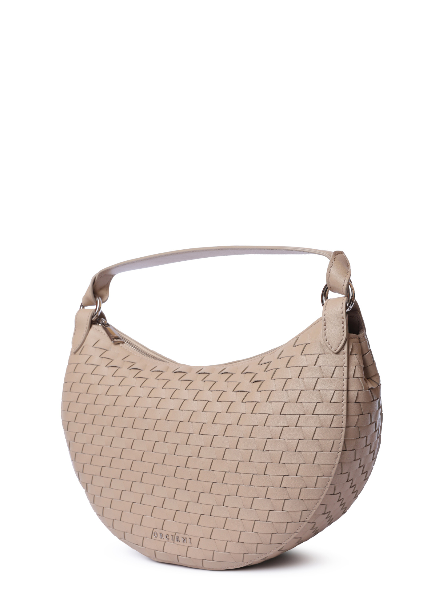 Сумка B02183 Dumpling M nappa woven avorio светло-бежевая из фактурной кожи — купить в интернет-магазине Verdistore