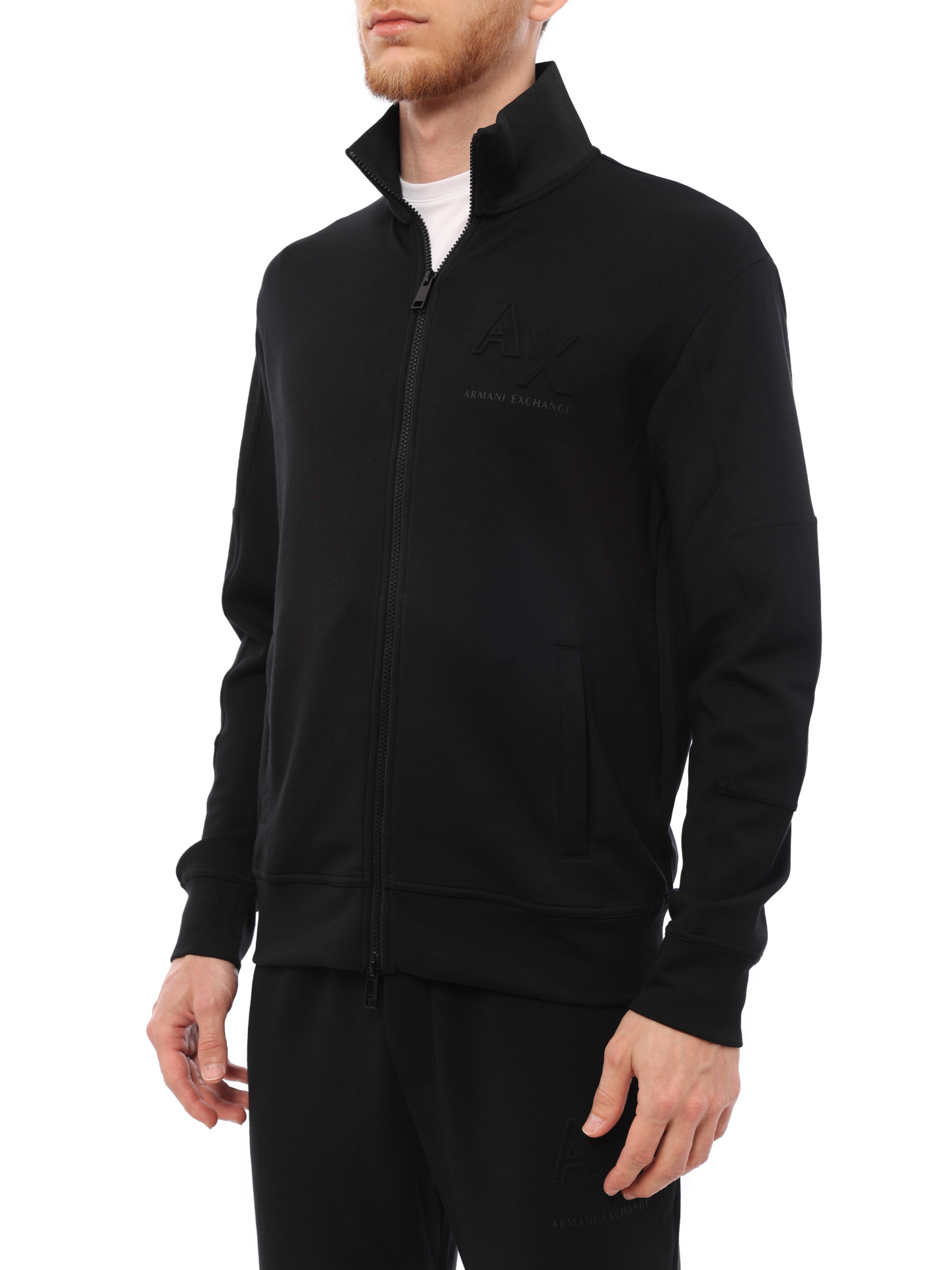 Мастерка Armani Exchange 3RZMHF ZJZDZ 1200 черная мужская с логотипом — купить в интернет-магазине Verdistore