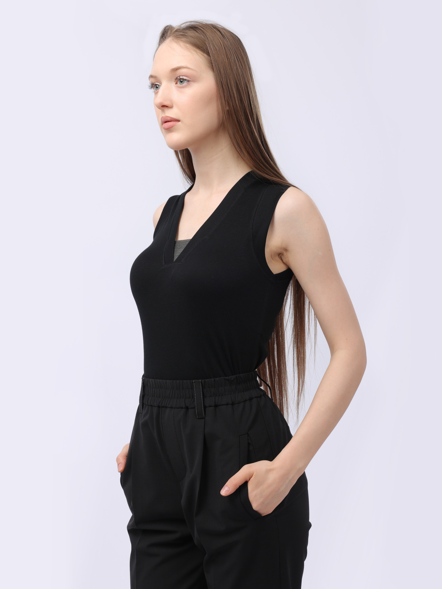 Топ Brunello Cucinelli M0TC8EL672 C101 черный женский из хлопка — купить в интернет-магазине Verdistore