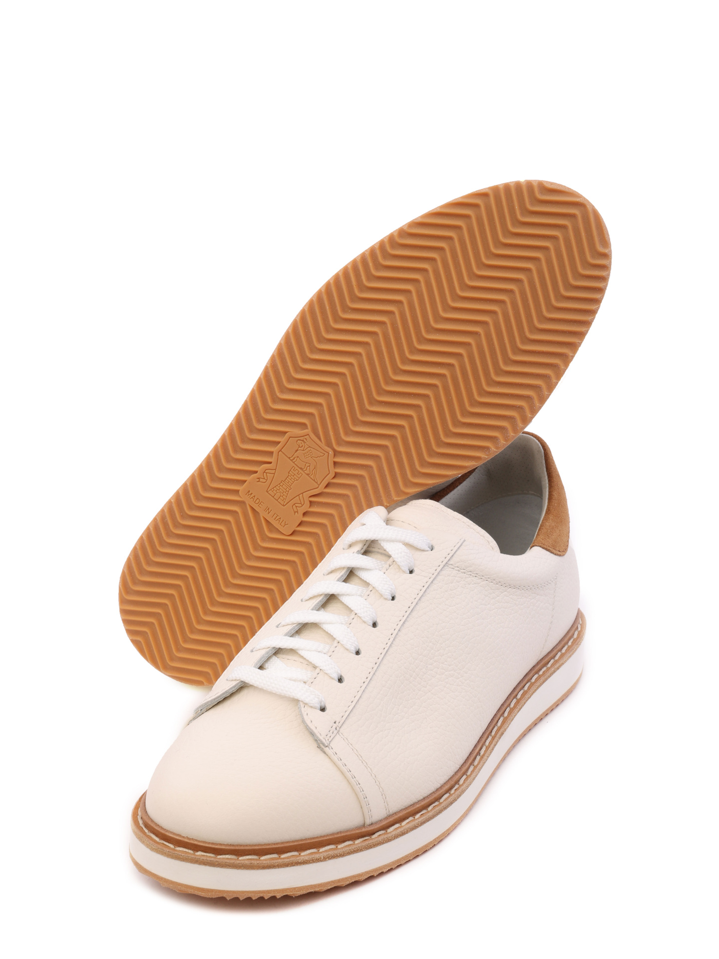 Кеды Brunello Cucinelli MZUALB2192 CLT57 кремовые мужские из кожи — купить в интернет-магазине Verdistore