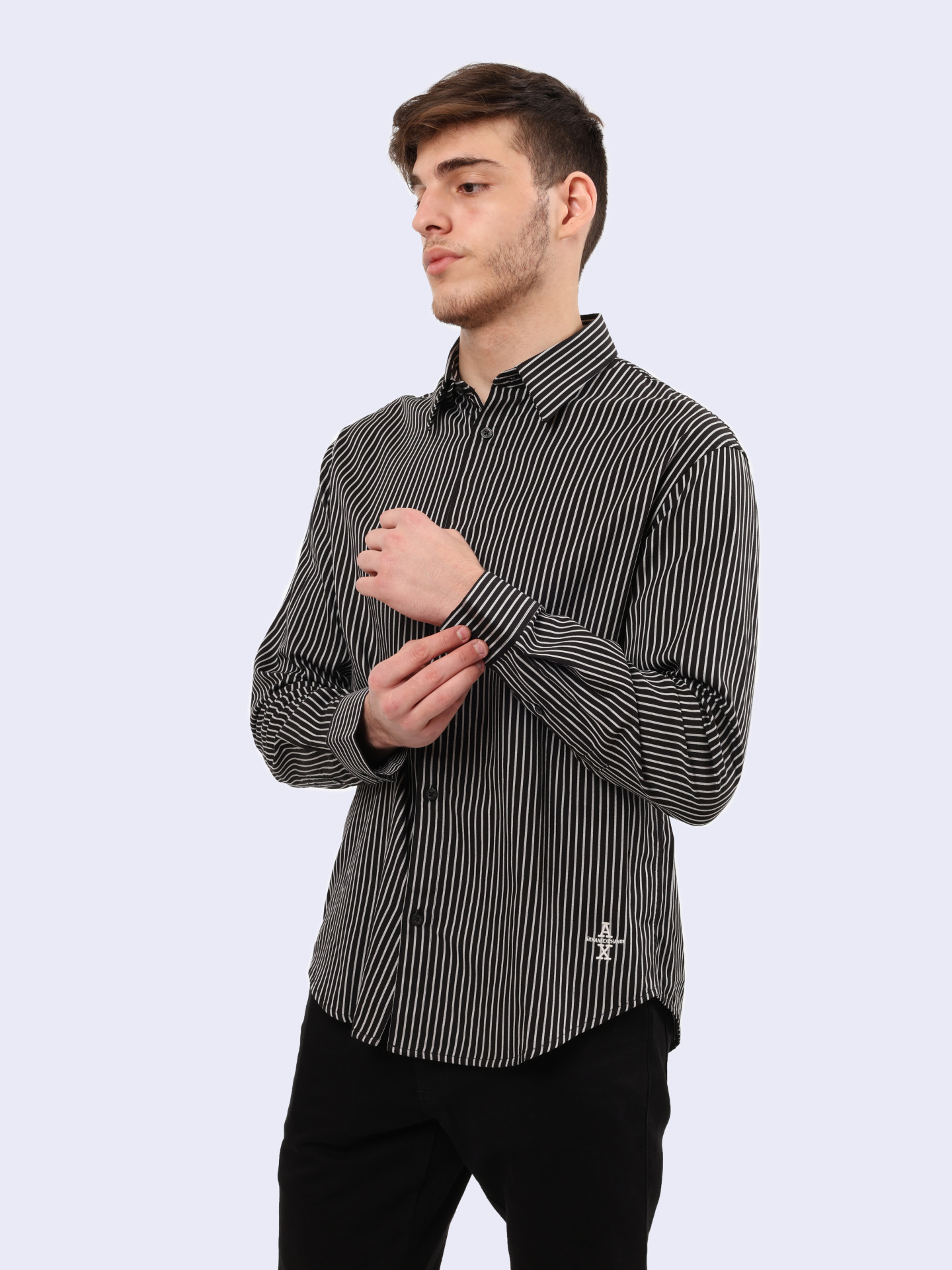 Рубашка Armani Exchange 6DZCL5 ZN5FZ 52AP хлопковая мужская в полоску — купить в интернет-магазине Verdistore