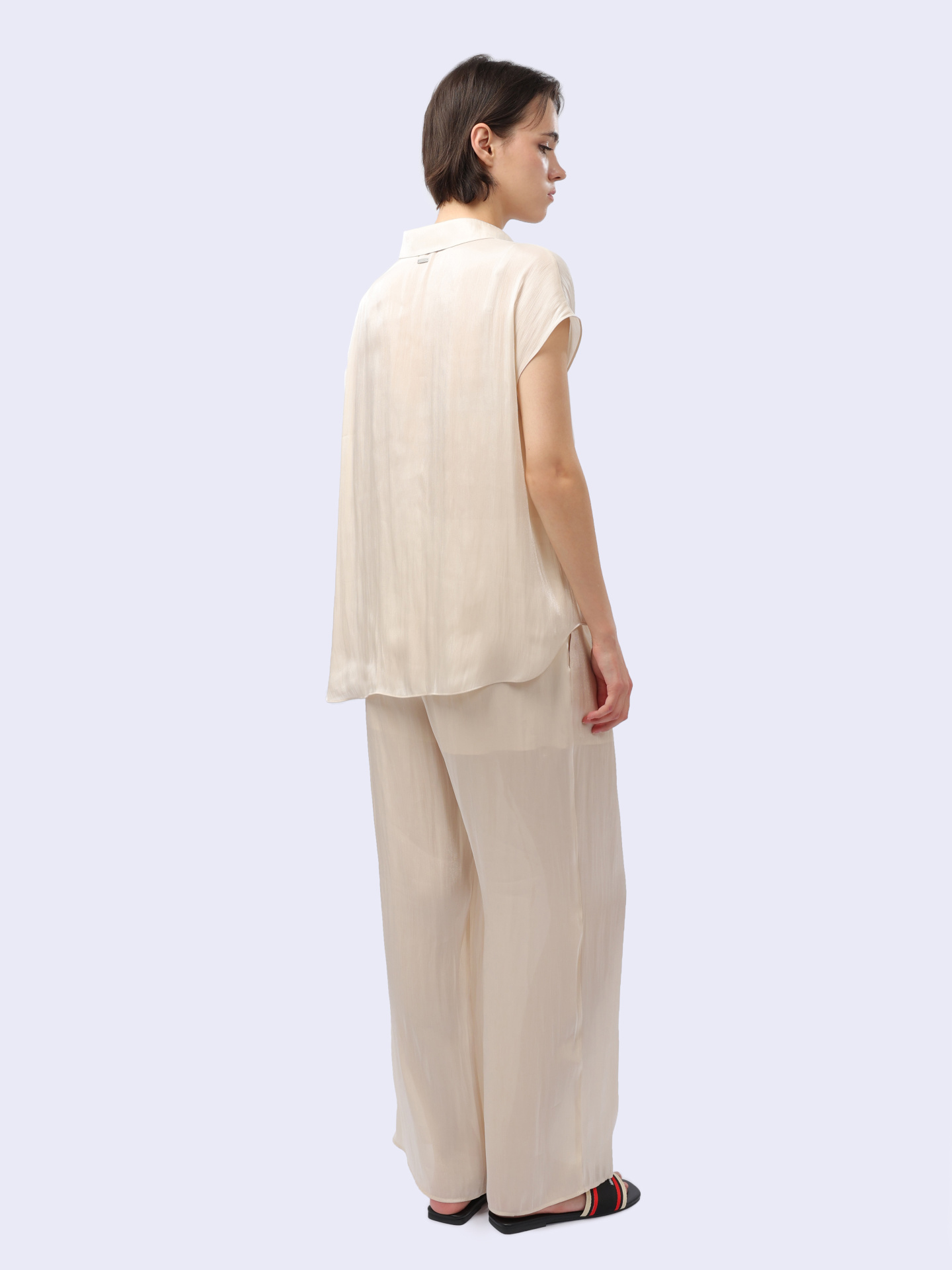 Рубашка Armani Exchange 3DYC19 YNUUZ 1787 бежевая женская из струящейся ткани — купить в интернет-магазине Verdistore