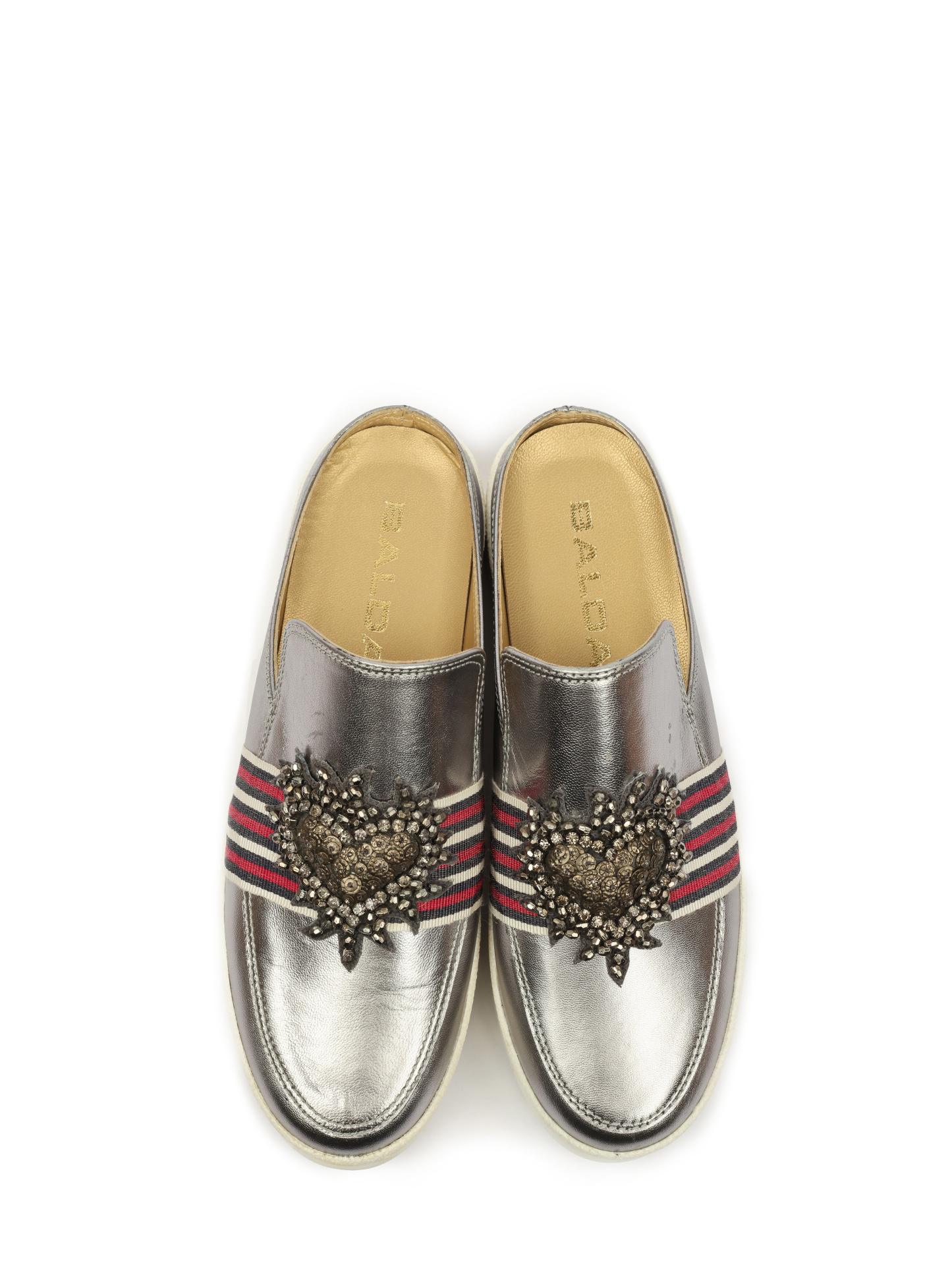 Слипоны Baldan ESP 271 серебристые женские с отделкой из страз — купить в интернет-магазине Verdistore