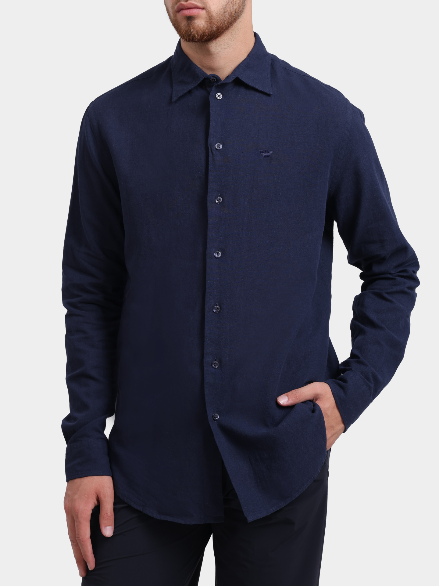 Рубашка Emporio Armani EM000099 TE20550 UB109 темно-синяя мужская — купить в интернет-магазине Verdistore