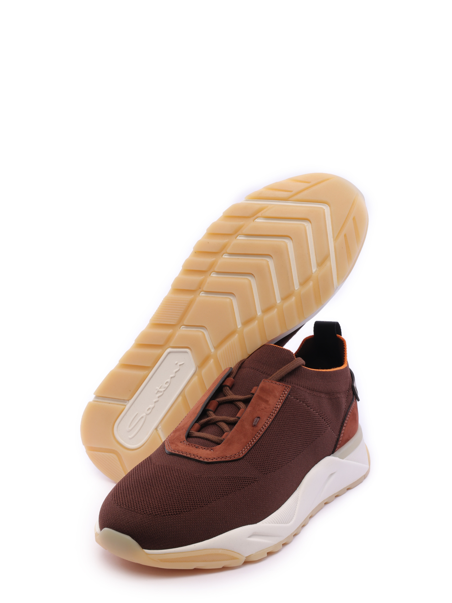 Кроссовки тканевые темно-коричневые с замшевой вставкой сзади — купить в интернет-магазине Verdistore