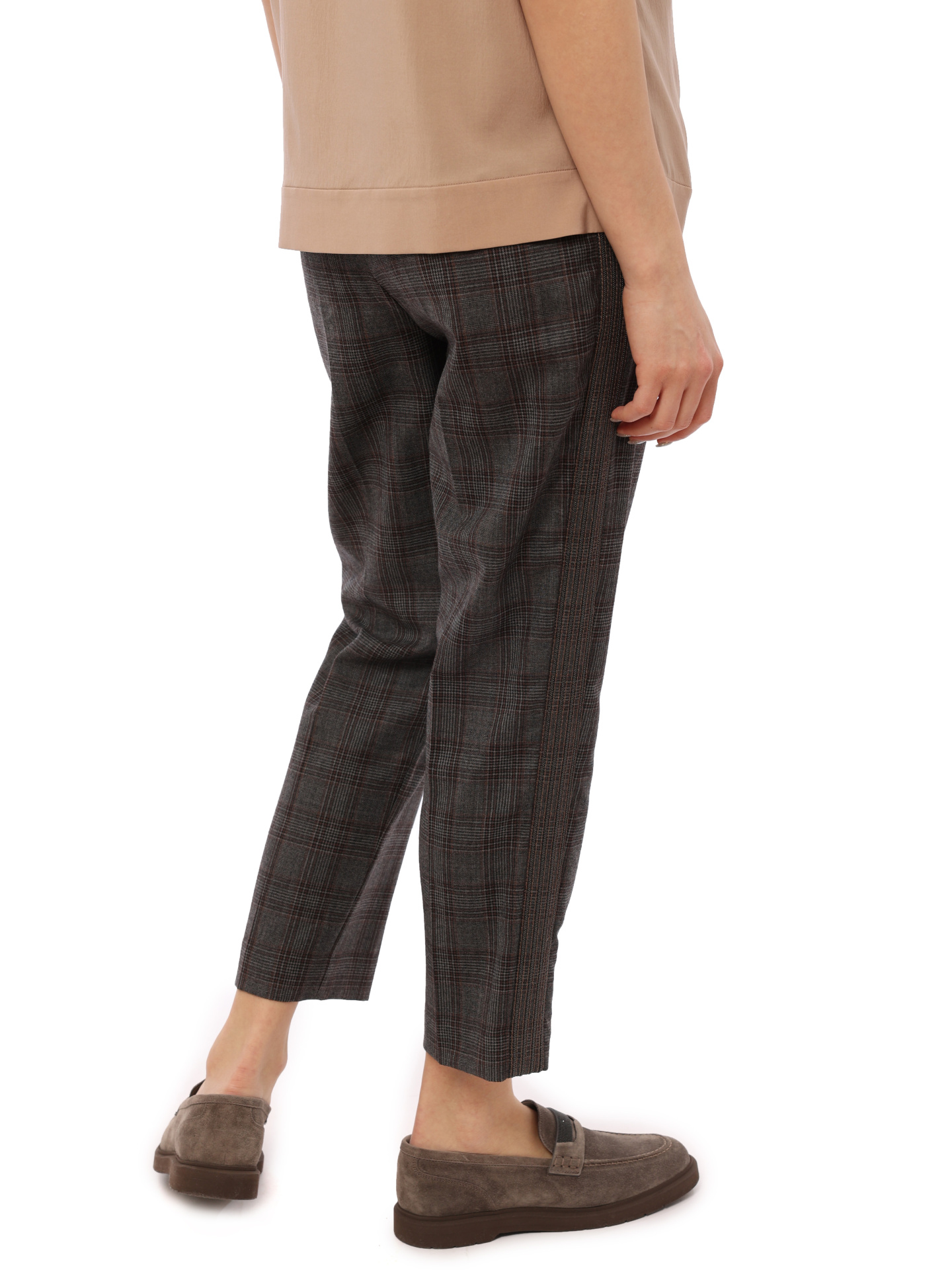 Брюки Brunello Cucinelli MA109P6692 клетчатые женские из шерсти — купить в интернет-магазине Verdistore