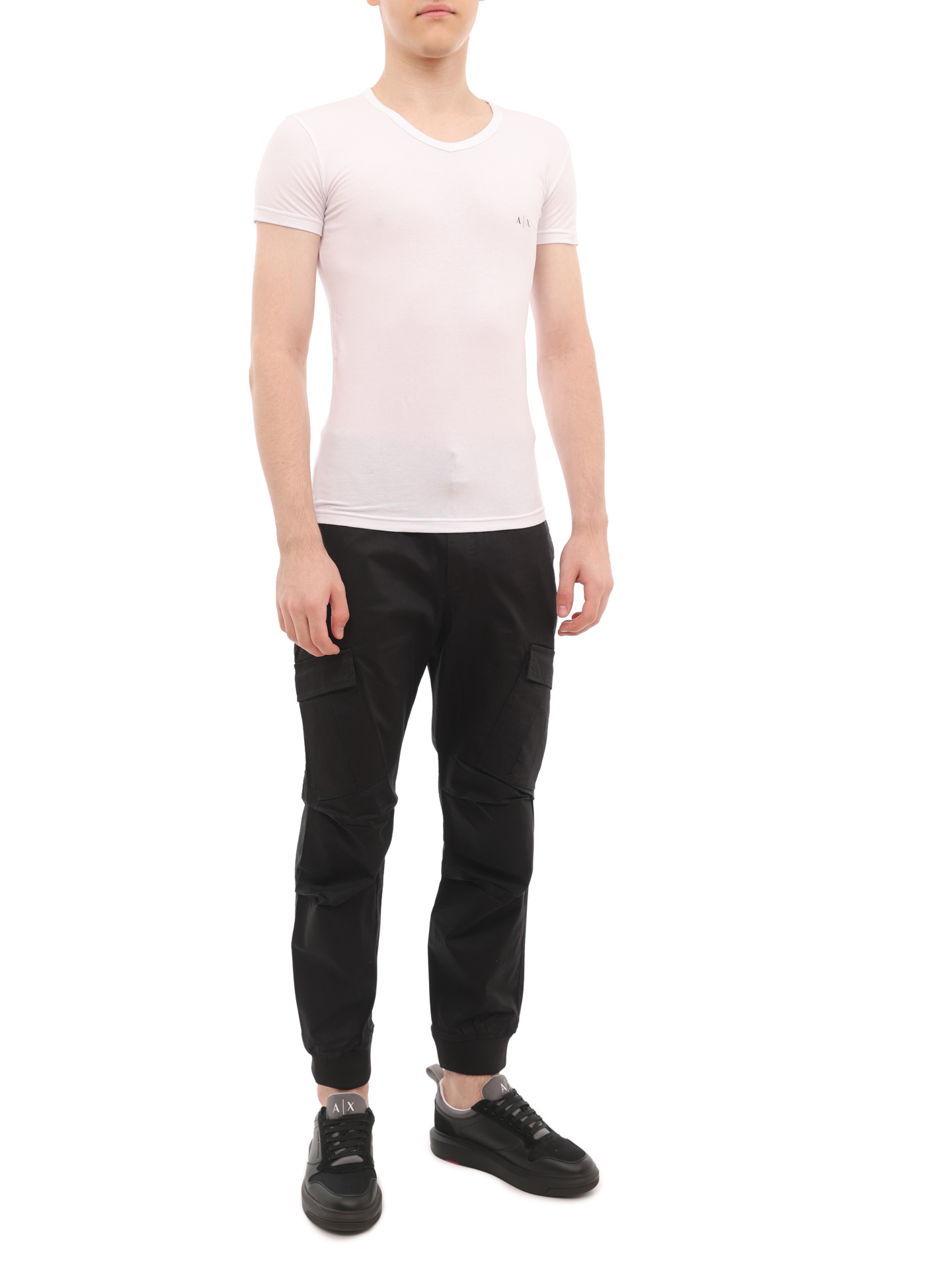 Комплект футболок Armani Exchange 956004 CC282 42520 хлопковый мужской с v-вырезом — купить в интернет-магазине Verdistore