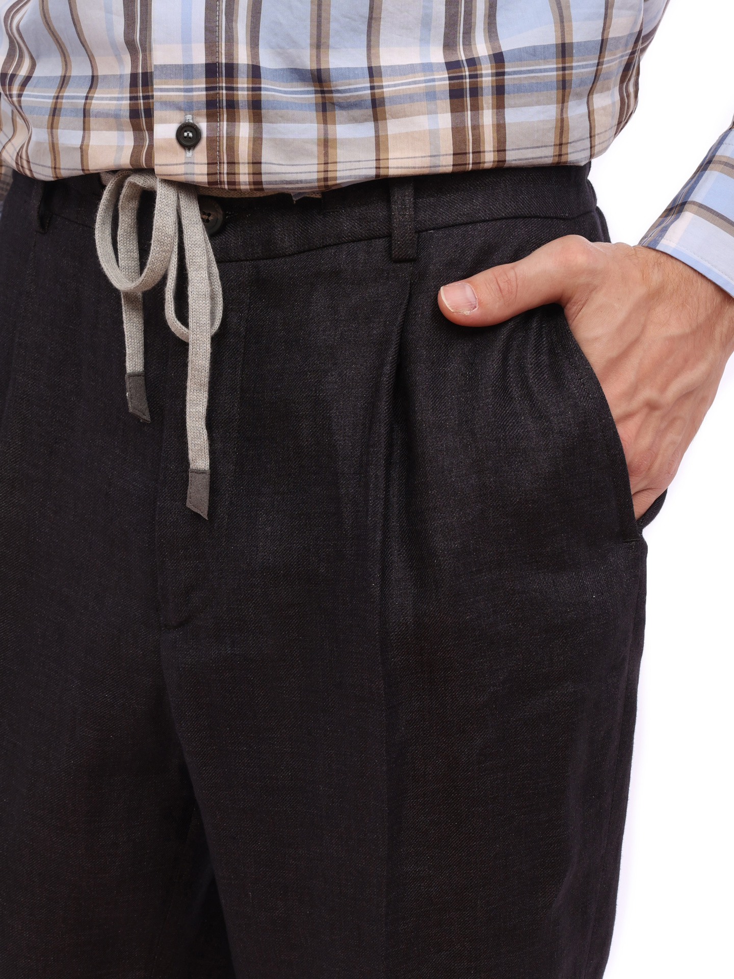 Брюки льняные прямого кроя темно-коричневые — купить в интернет-магазине Verdistore