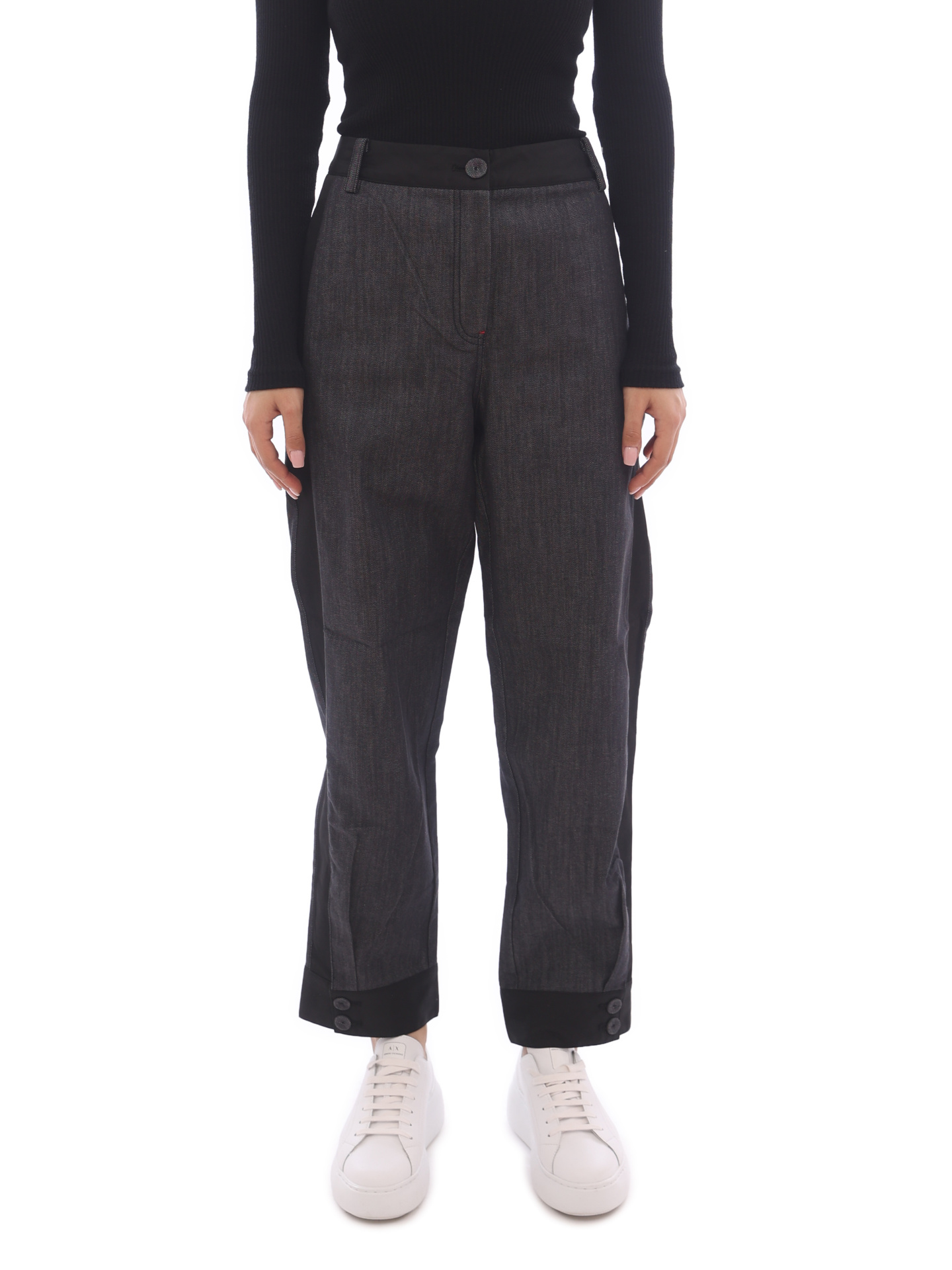 картинка Брюки Armani Exchange 6KYP42 Y2DGZ 1500 темно-серые женские с лампасами от магазина Verdistore