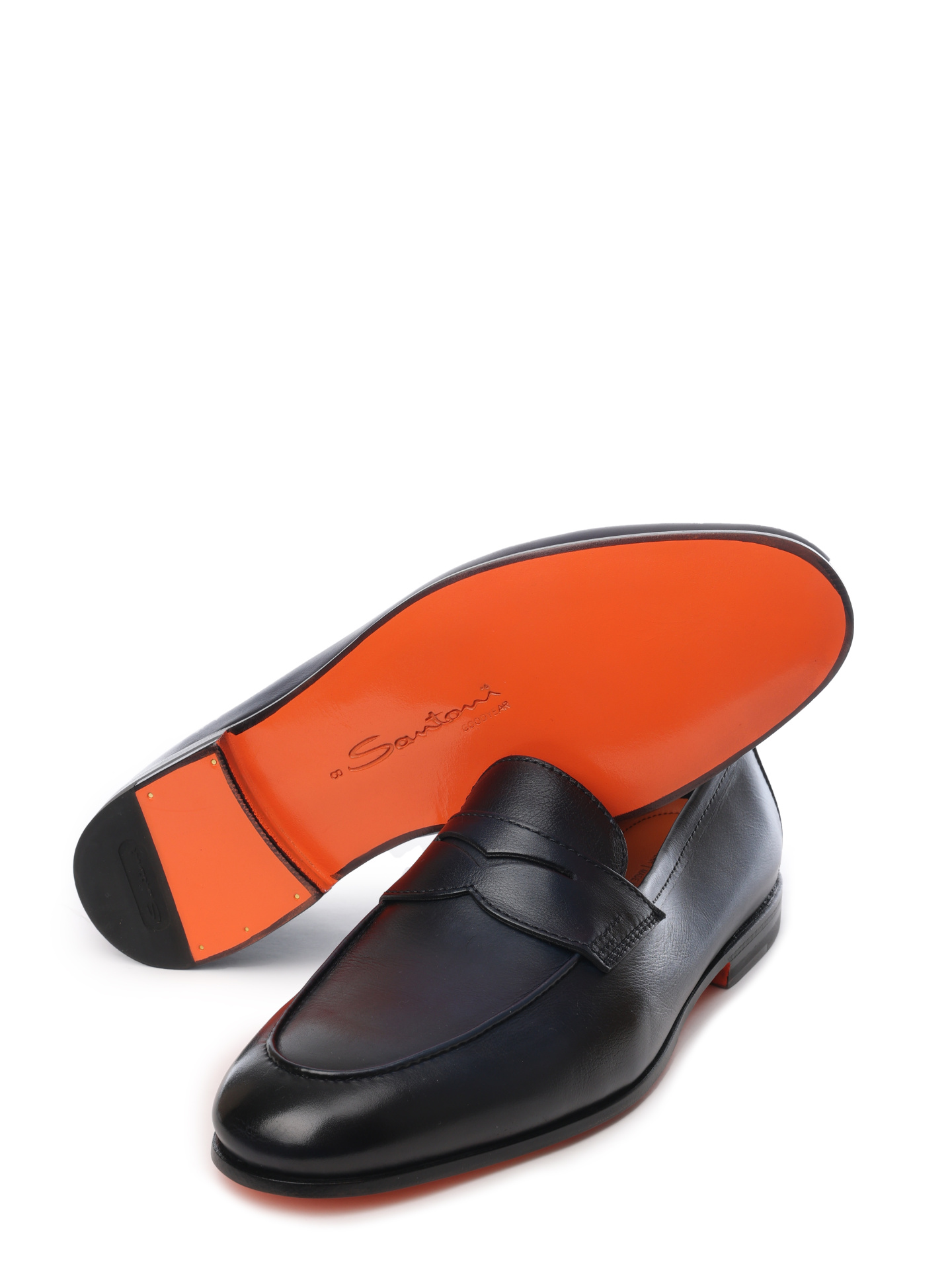 Лоферы темно-синие из гладкой кожи и на каблуке — купить в интернет-магазине Verdistore