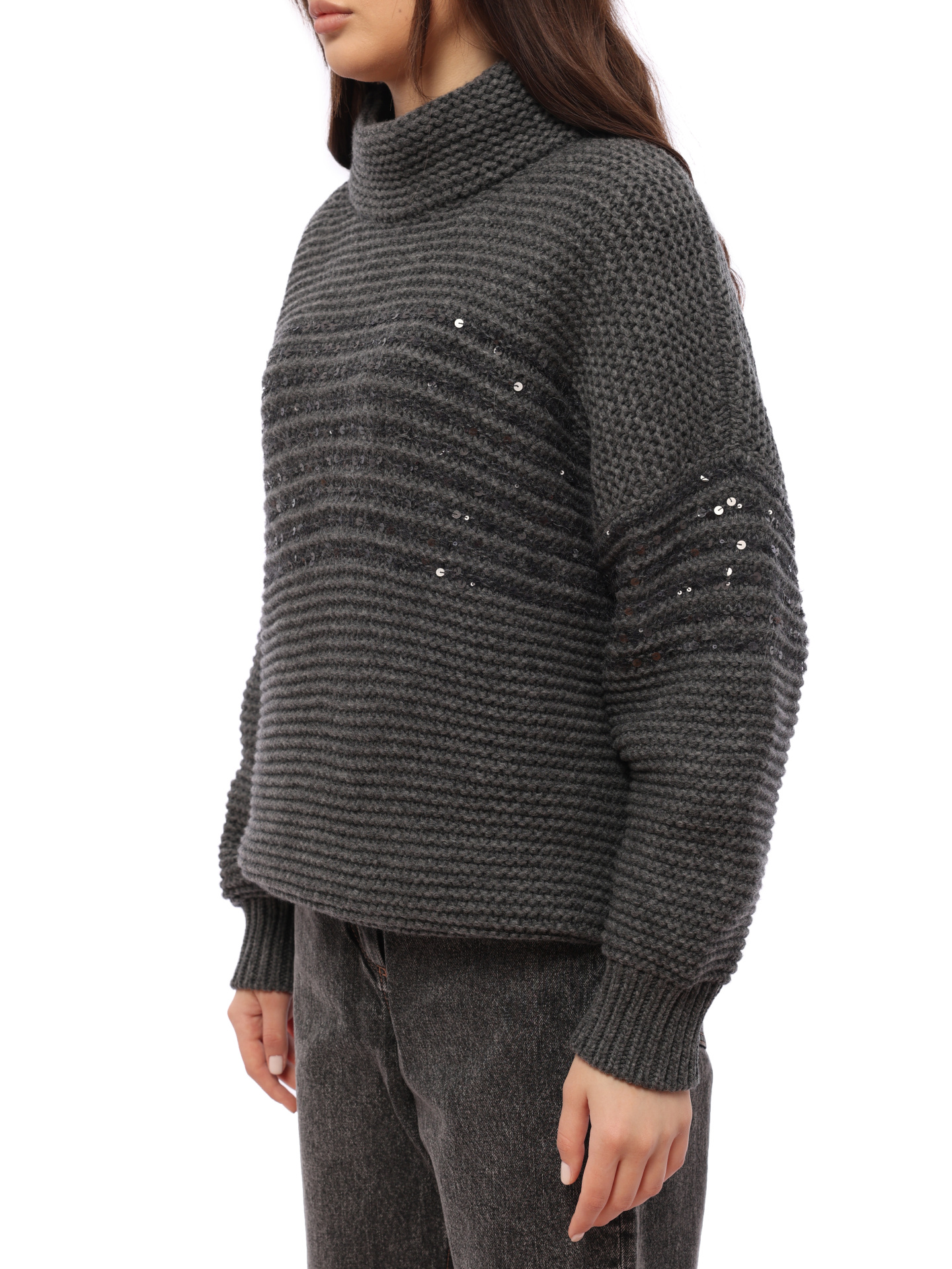 Свитер Brunello Cucinelli M6D365904 CPS38 серый женский — купить в интернет-магазине Verdistore