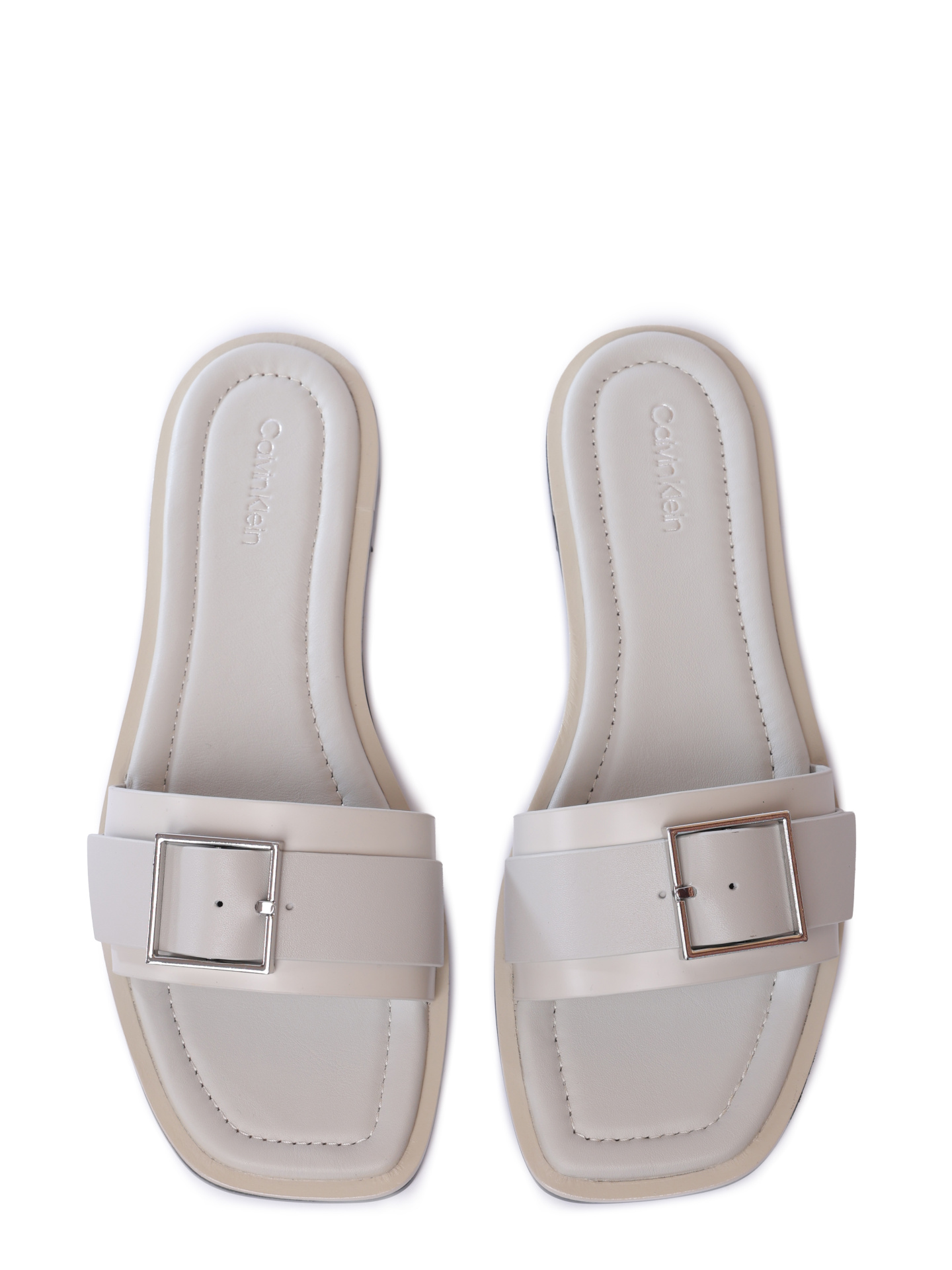 Шлепанцы Calvin Klein HW0HW02490 PDJ светло-серые женские из кожи — купить в интернет-магазине Verdistore